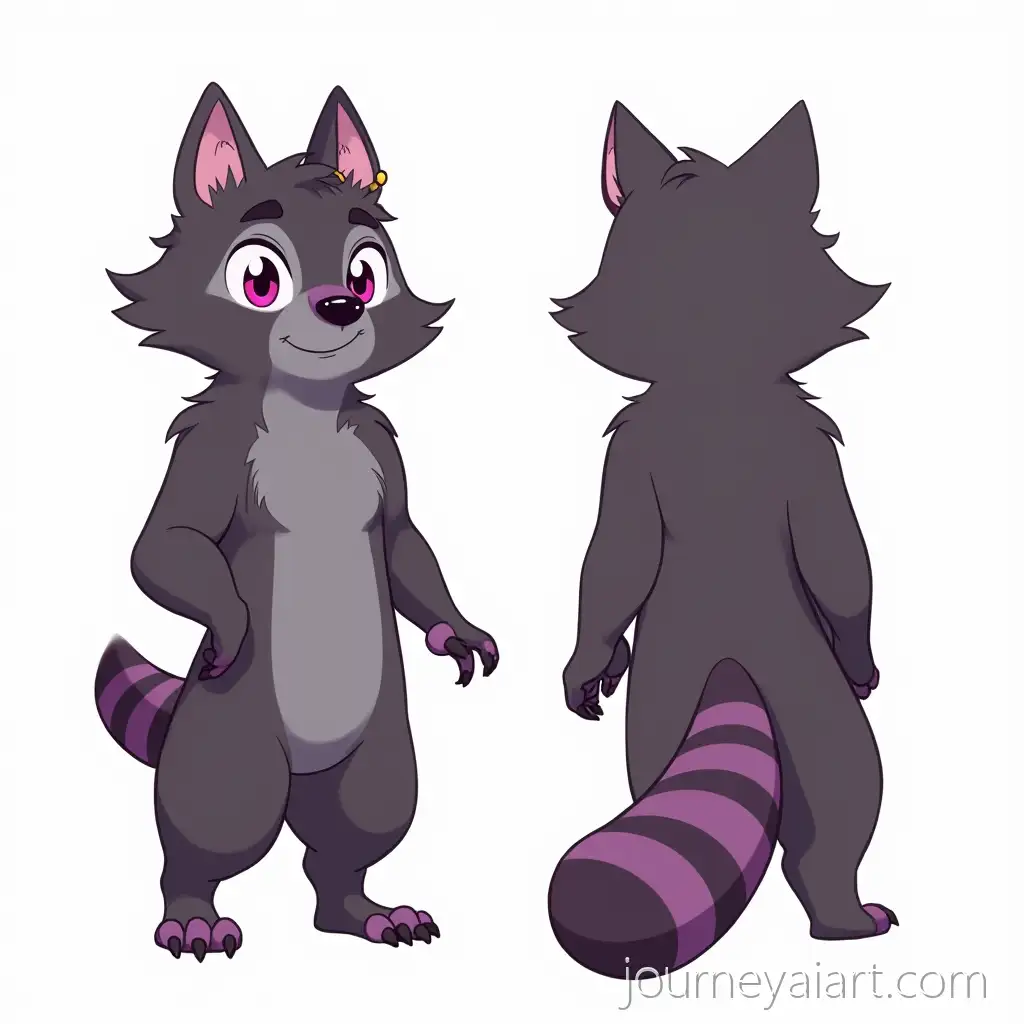 Anthropomorphic-Raccoon-Fursona-Character-Reference-Sheet-with-Purple-and-Pink-Accents