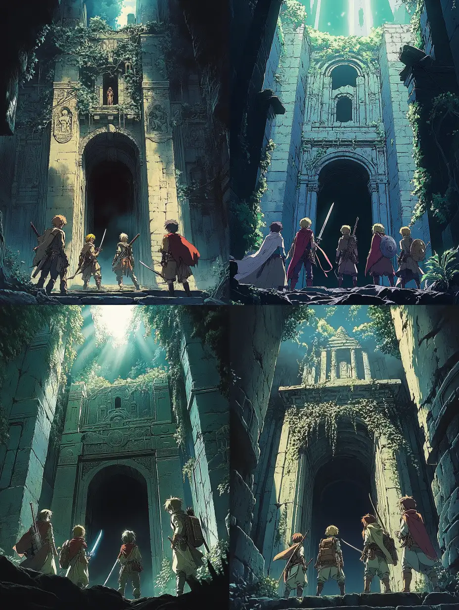 1990s-Dark-Anime-Style-Adventurers-at-VineCovered-Jungle-Temple