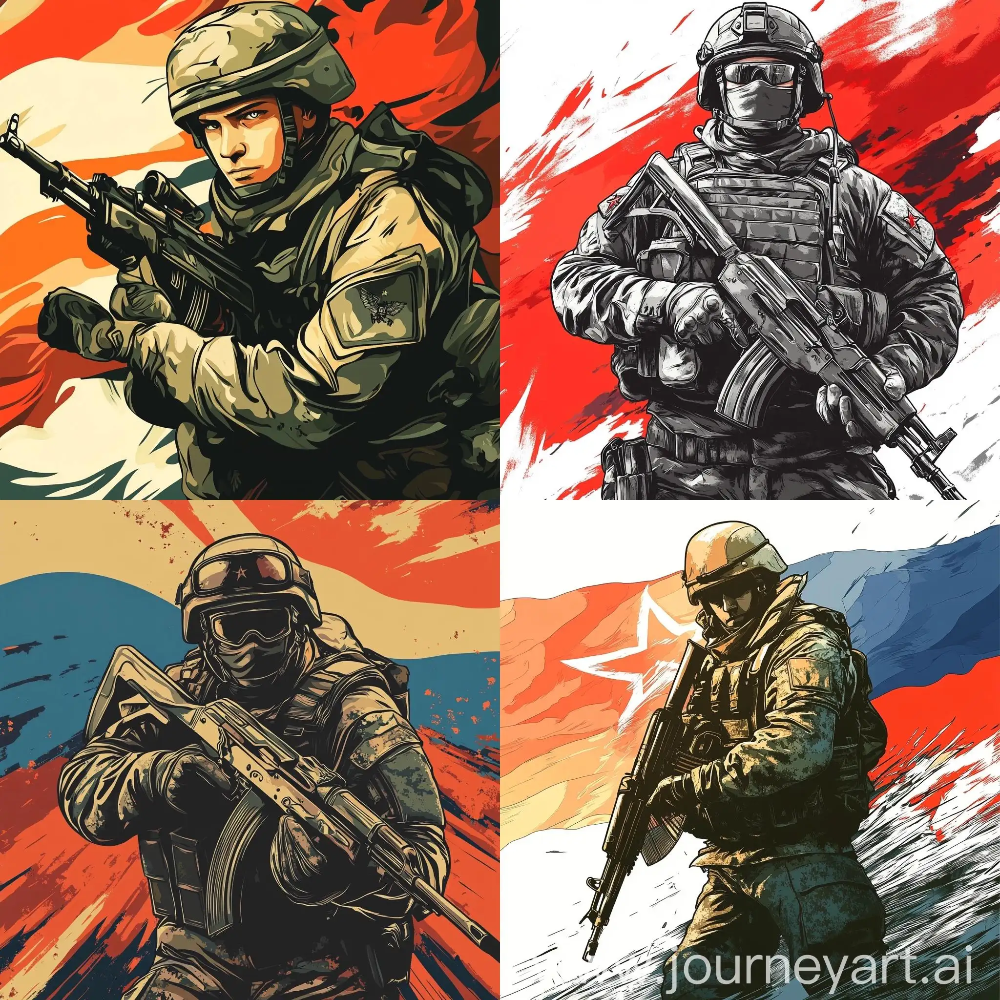 Russian-Soldier-with-AK74-and-Flag-Patriotic-Poster