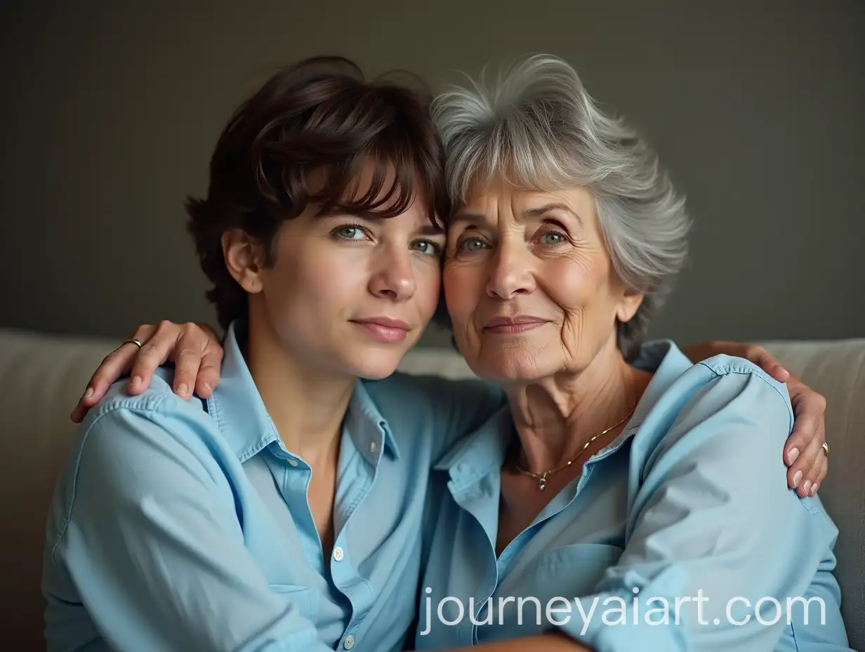 Beautiful-69YearOld-Woman-and-25YearOld-Boy-Sitting-Together-on-Couch-in-Tender-Moment