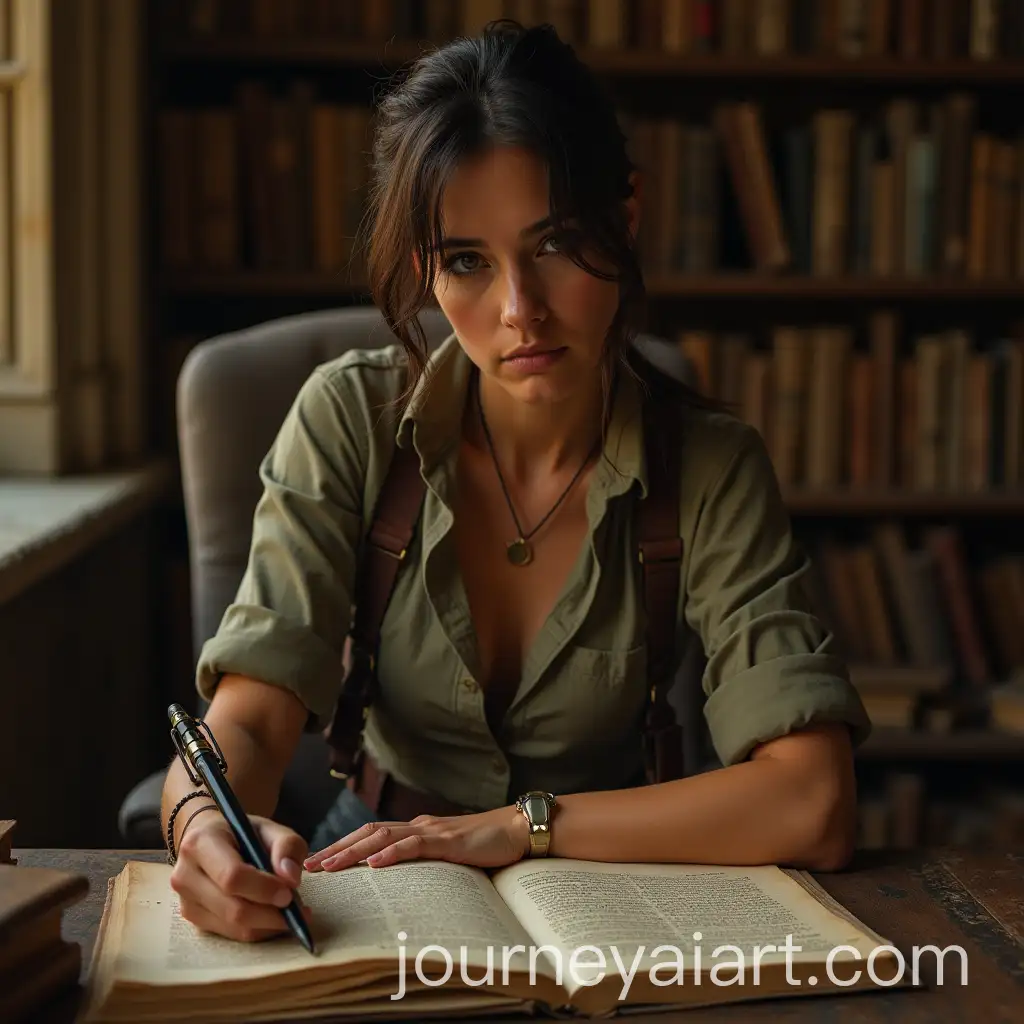 Archaeologist-Dr-Lara-Croft-Studying-Ancient-Texts-at-Oxford-University