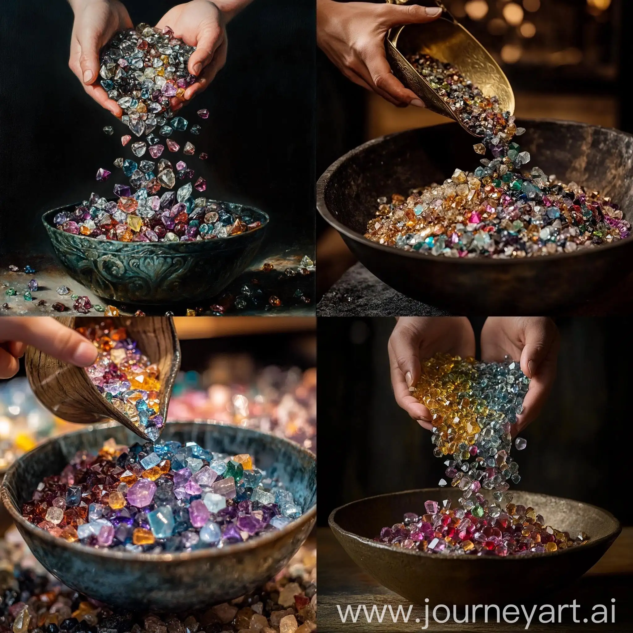 Person-Pouring-Gems-into-Bowl-Precious-Stones-Collection-Concept