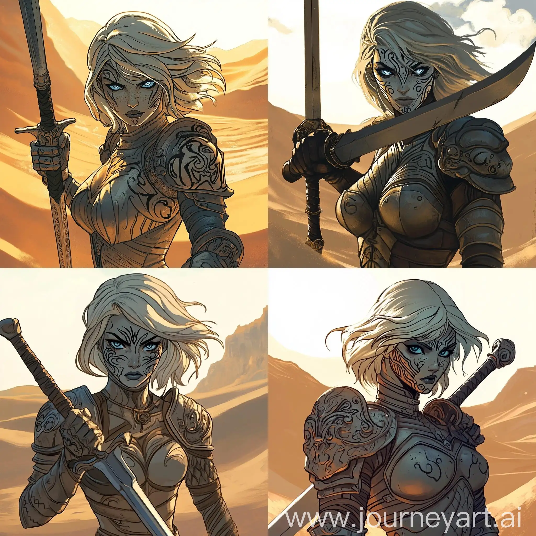 DD-Paladin-Girl-with-Tattooed-Face-and-Sword-in-Desert-Landscape