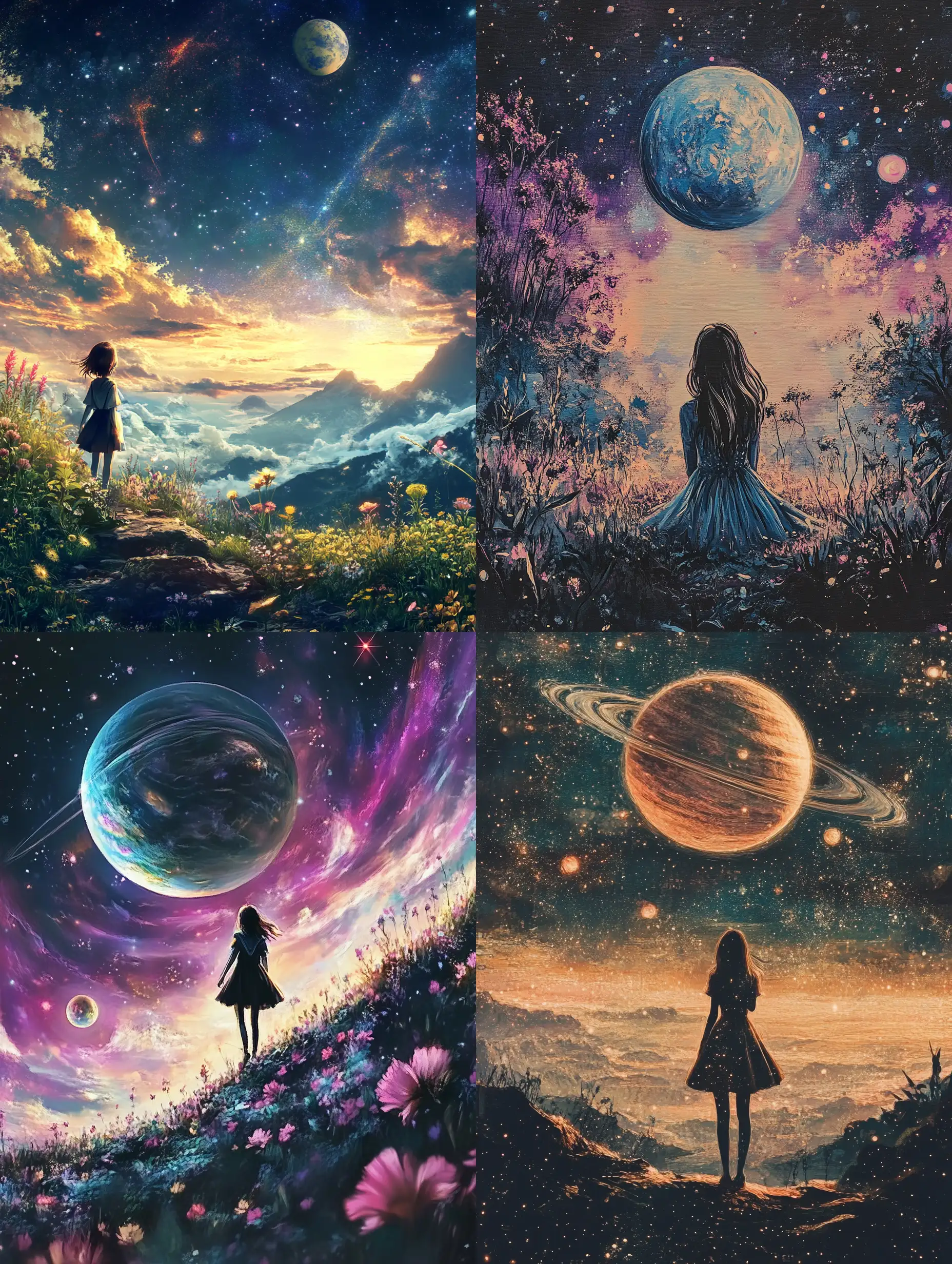 Girl-Gazing-at-Cosmic-Planets-in-a-Starry-Background