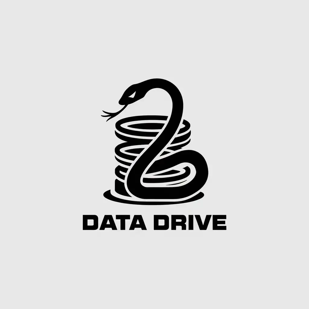 LOGO Design for Data Drive Snake Symbol in Modern Technology Style with Clear Background