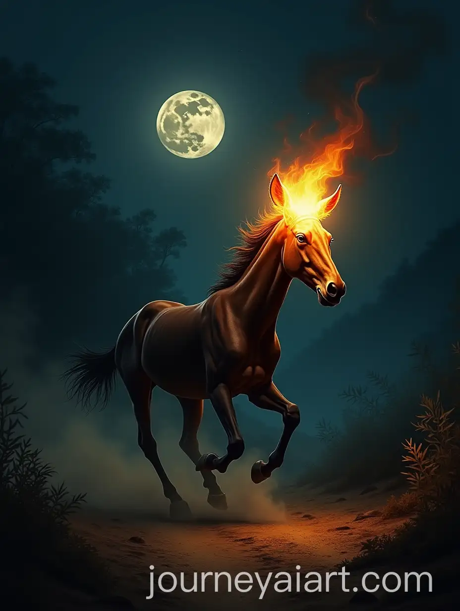 Headless-Mule-Galloping-Through-a-Moonlit-Night