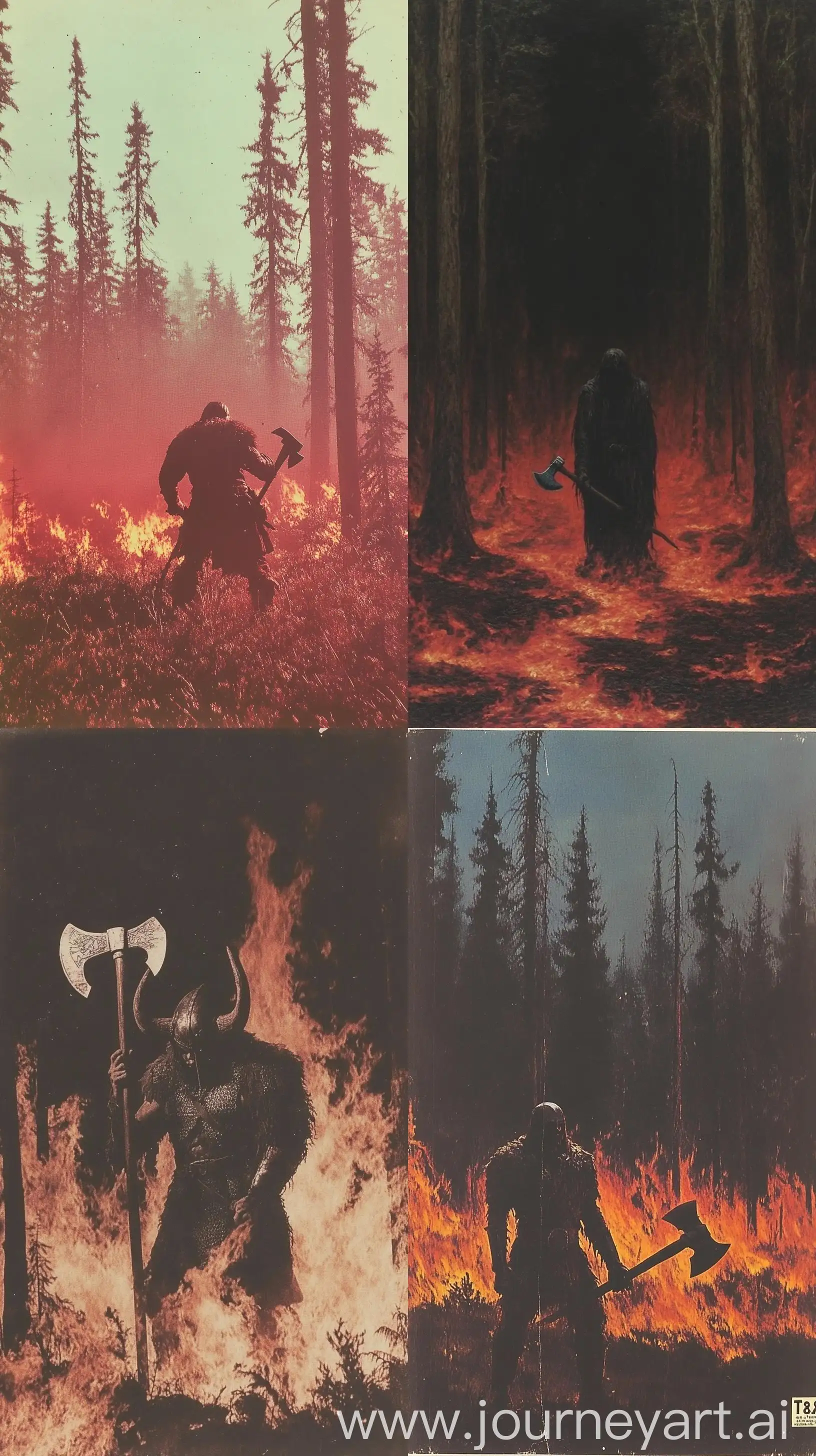 1970s-Dark-Fantasy-Viking-Warrior-with-Axe-in-FlameCovered-Forest