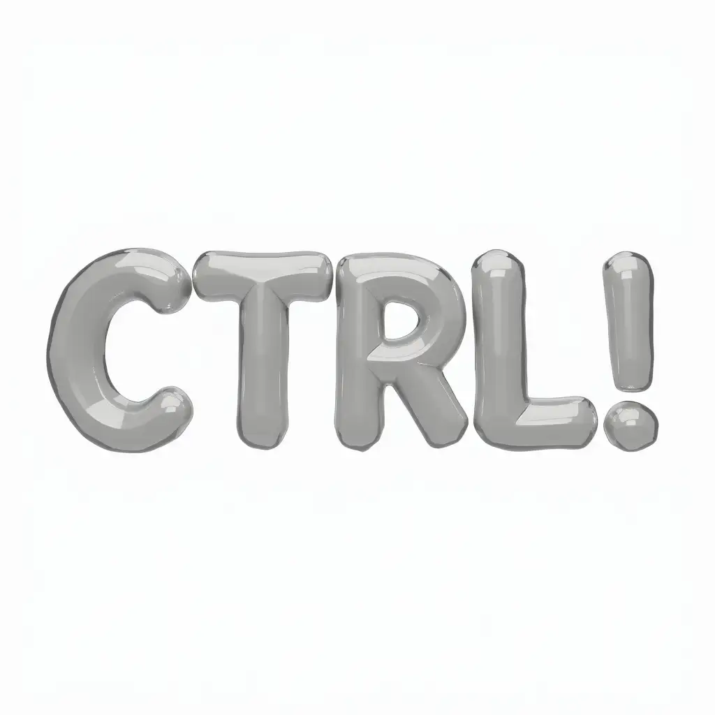 Inflated-Glass-Word-CTRL-on-a-White-Background