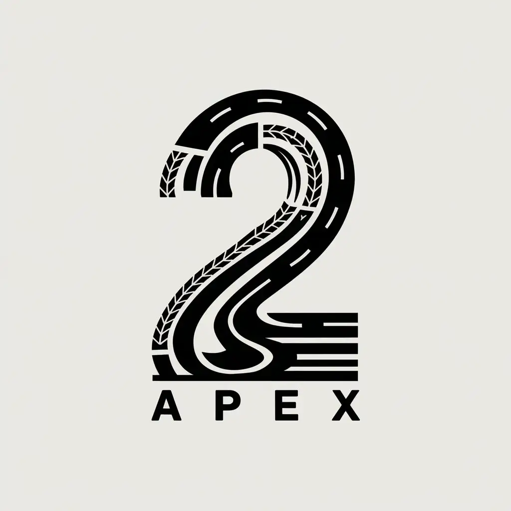 LOGO Design for Apex 2 Apex Racing Style Number 2 with Tarmac and Motorcycle Tyre Marks in Sports Fitness Theme