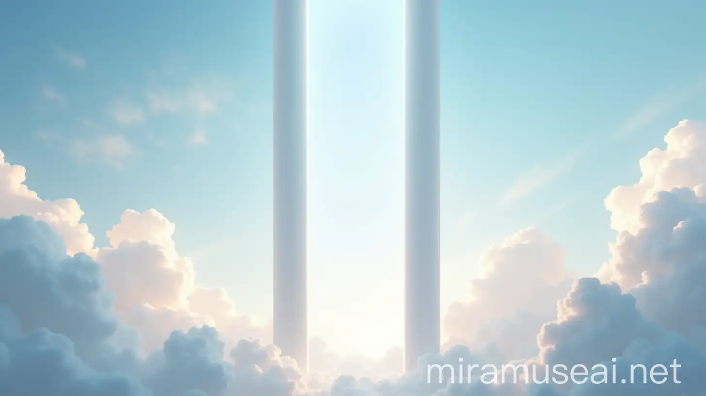 Celestial Scene with Majestic Pillars and Heavenly Clouds