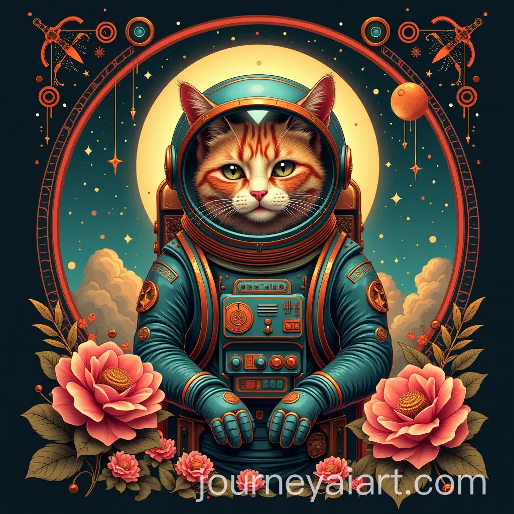 Art-Nouveau-Space-Cat-in-Spacesuit-SciFi-Boho-Art-Magic
