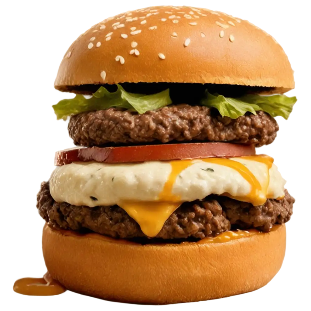 Fully-Loaded-Spicy-Burger-PNG-Image-with-Cheesy-Melt-for-Visual-Appeal