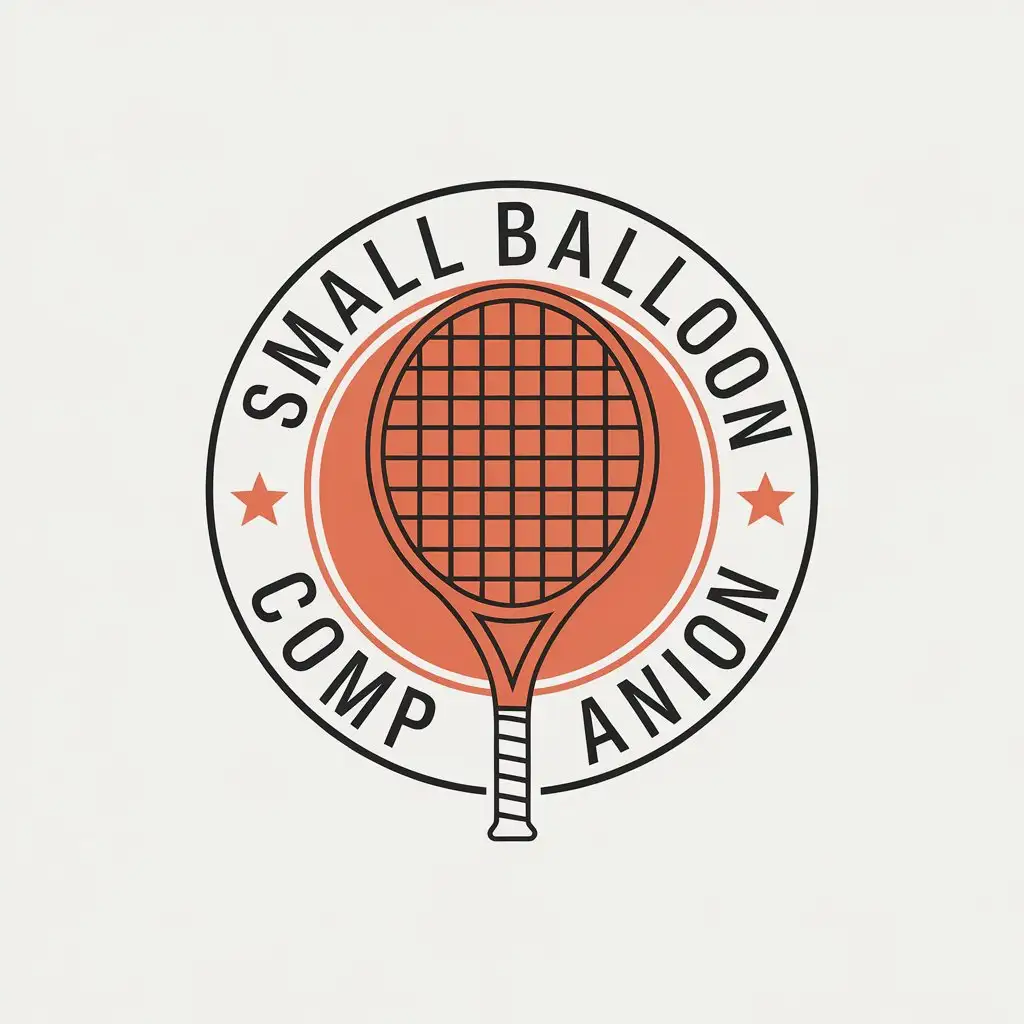 a vector logo design,with the text "small balloon companion", main symbol:tennis, racket,Moderate,clear background