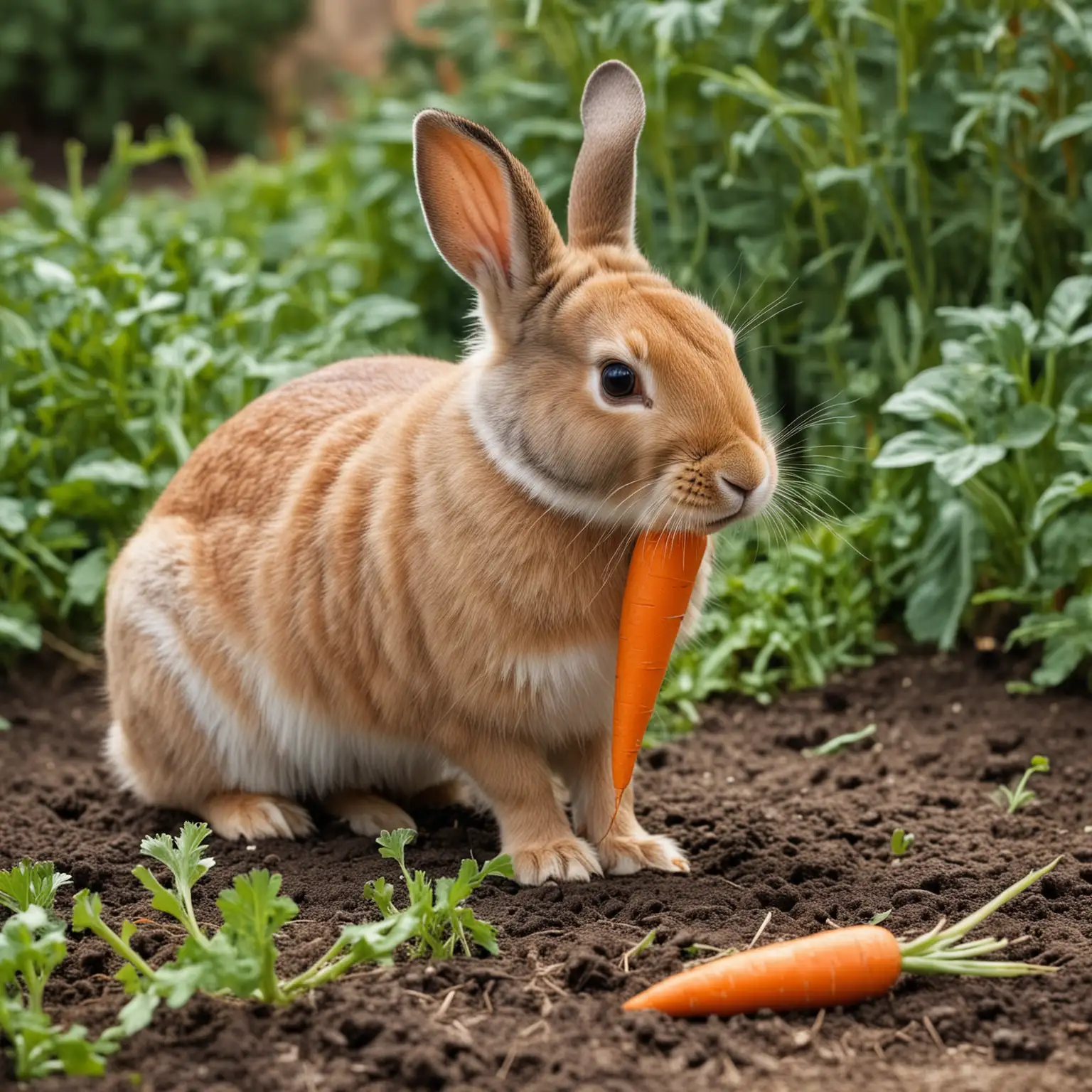 Charming-Bunny-Enjoying-Carrot-Feast-in-Lush-Garden