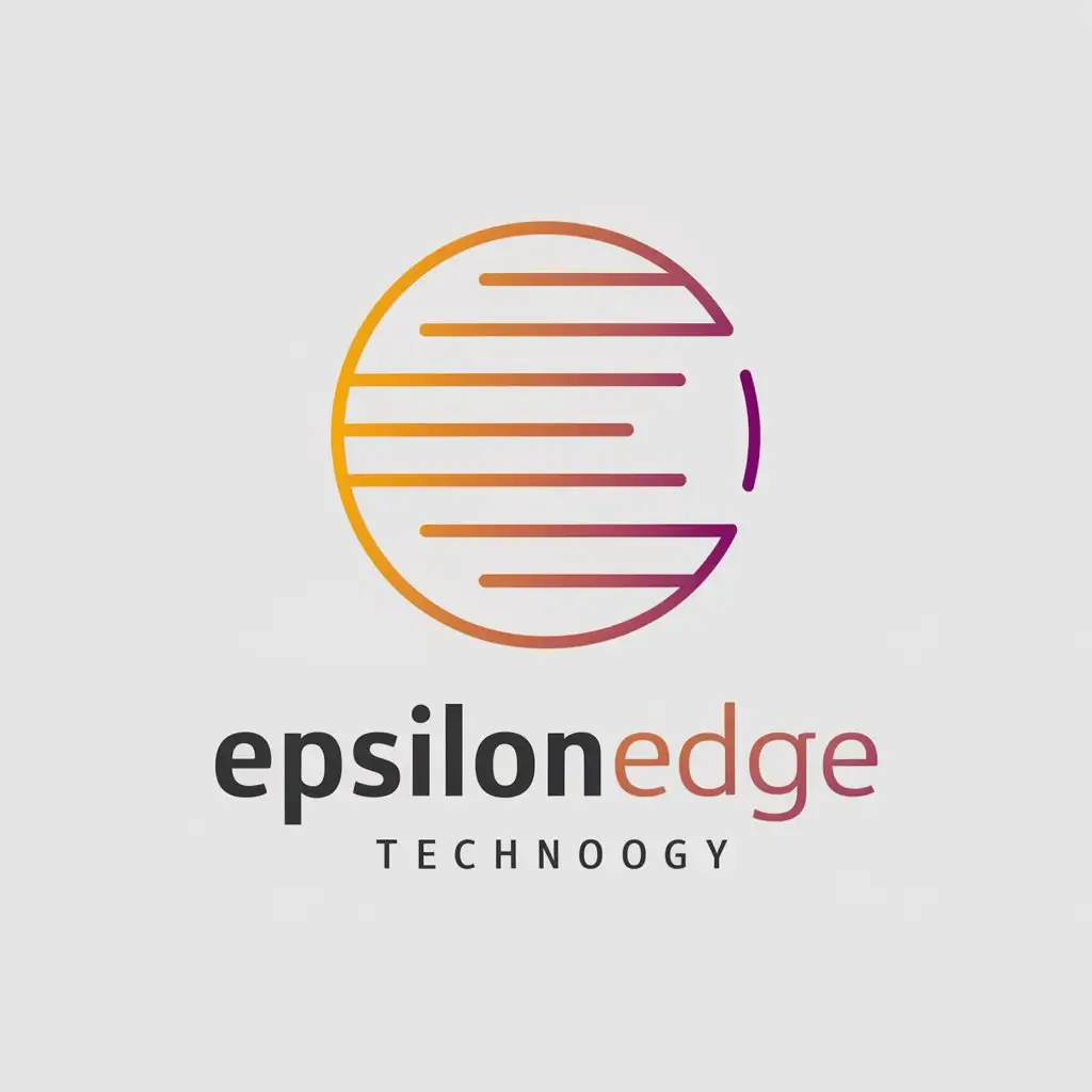 a vector logo design,with the text "EpsilonEdge", main symbol:circle with some lines in orange-violet gradient,Moderate,be used in Technology industry,clear background