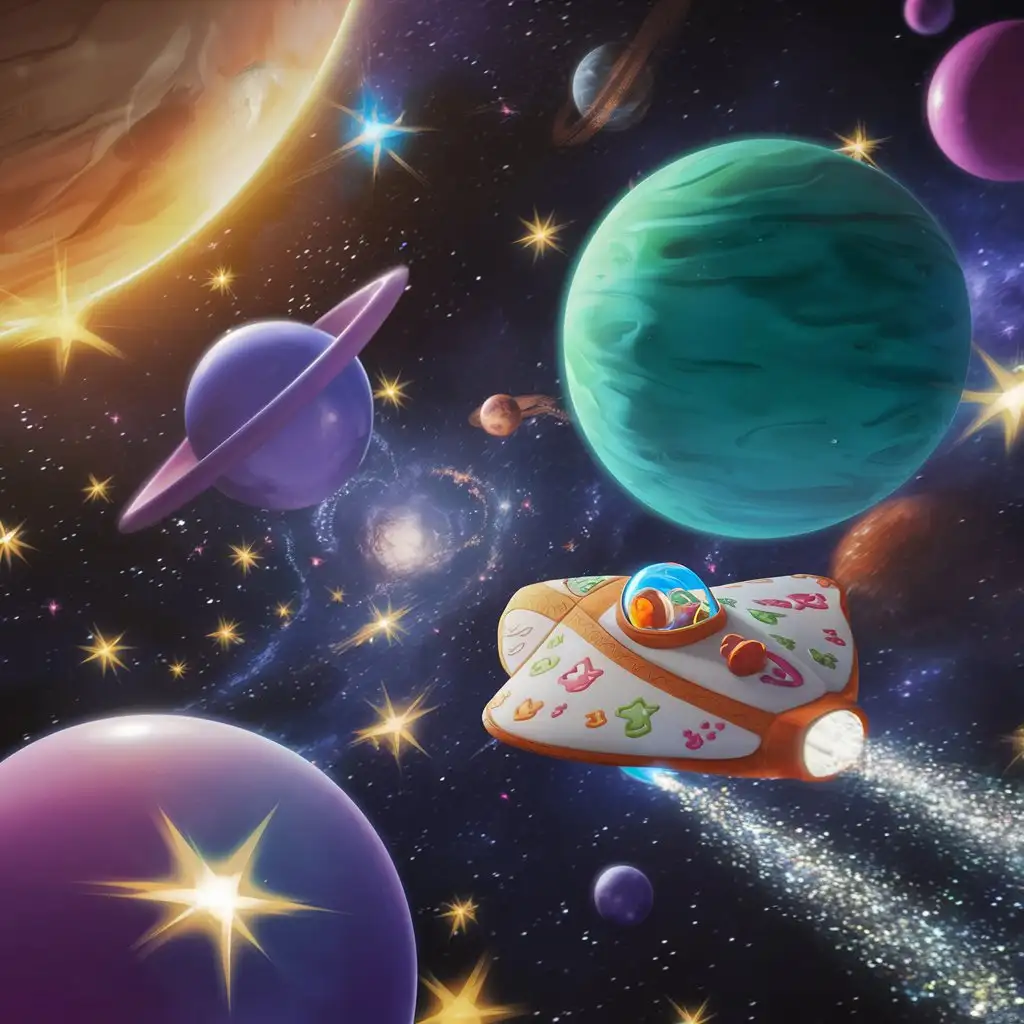 Colorful-Cartoon-Space-with-Large-Planets-3D-Animation