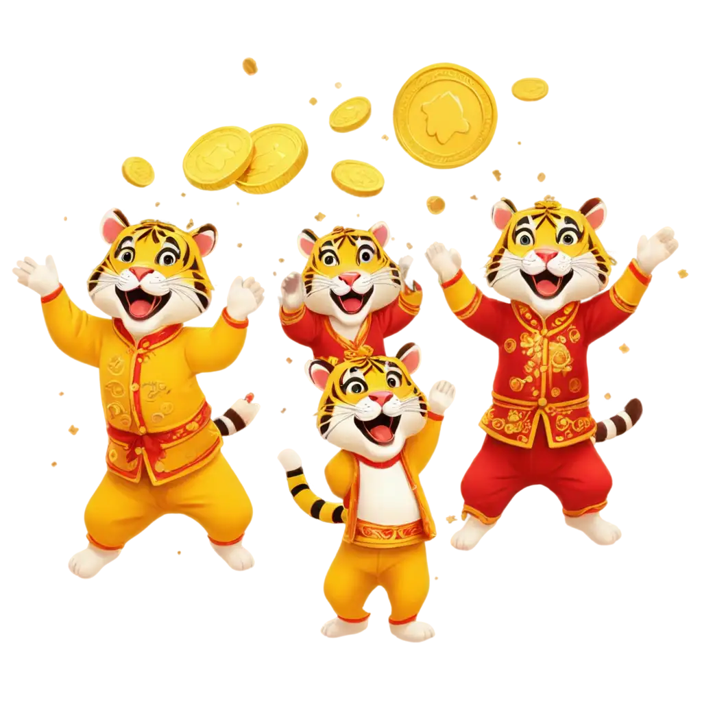 Cute-Cartoon-Tigers-in-Red-and-Gold-Traditional-Outfits-PNG-A-Festive-and-Lucky-Celebration-Illustration