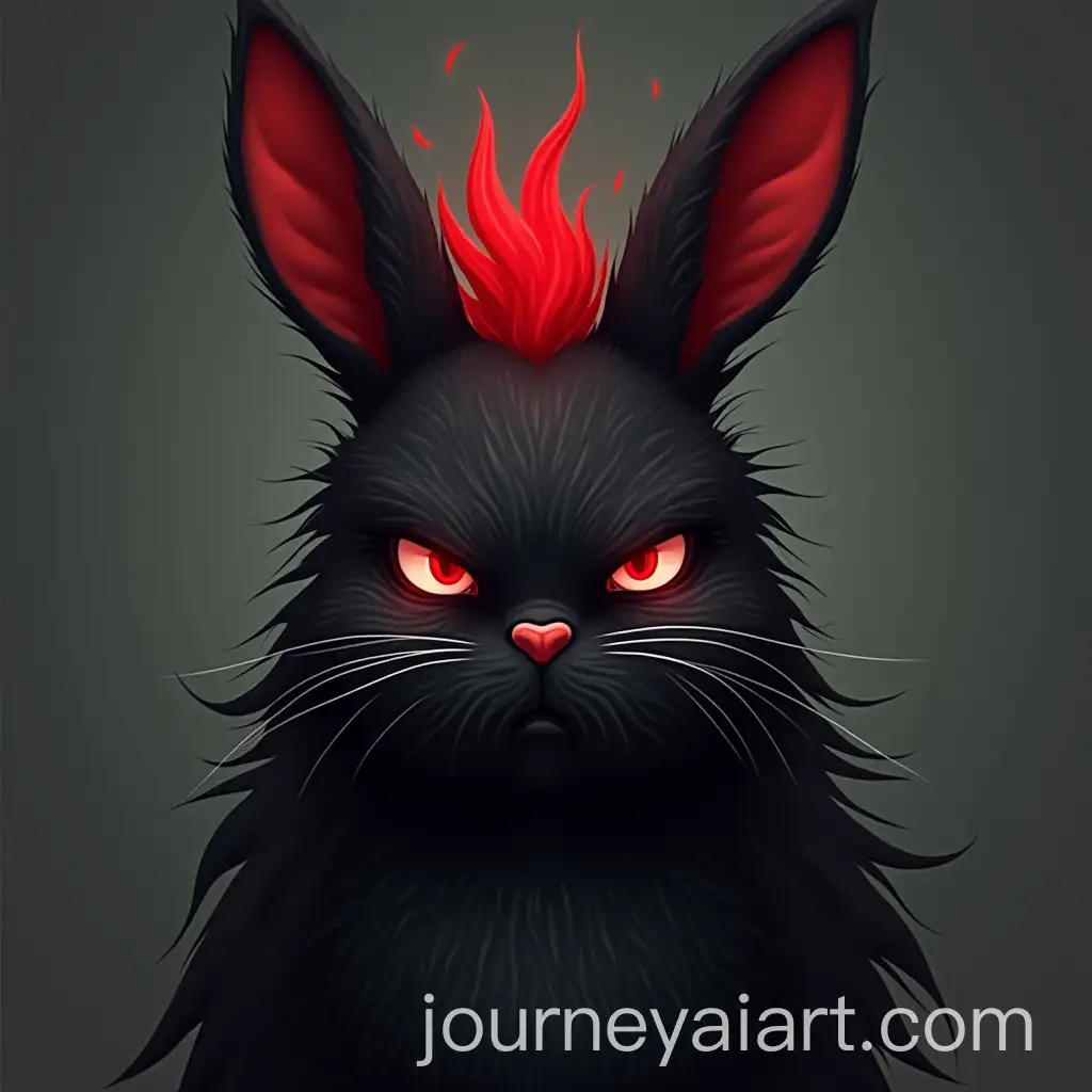 Angry-Black-Rabbit-with-Long-Hair-and-Red-Crest