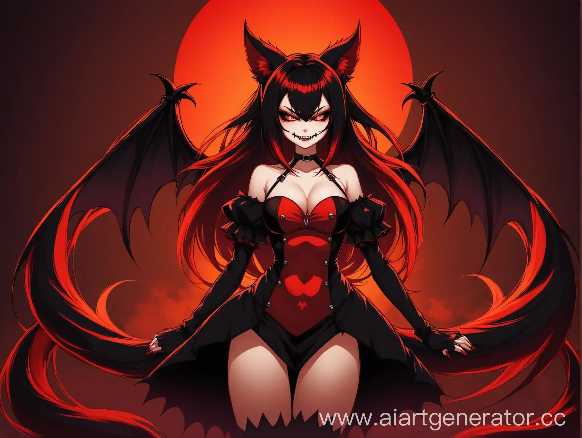 Evil she-devil fox girl with tails