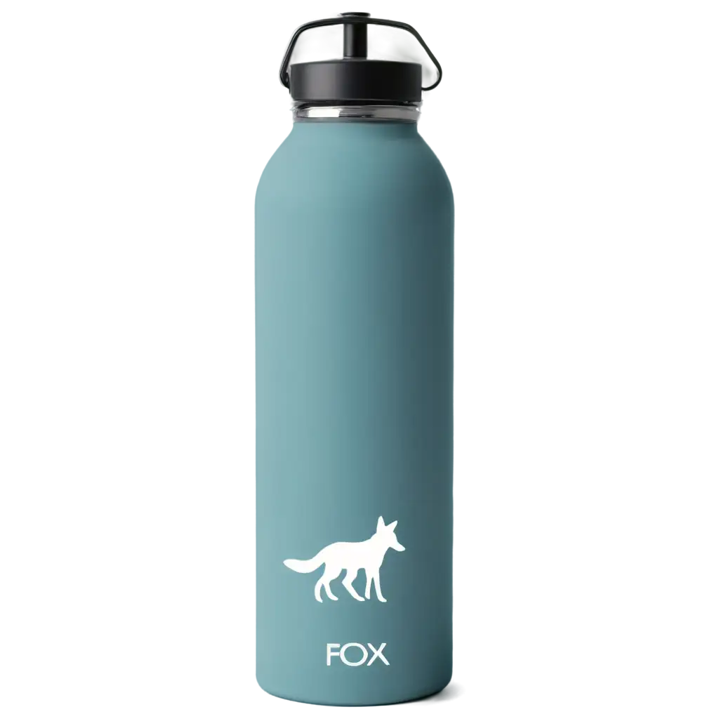 Blue-Metal-Water-Bottle-with-Minimalist-Fox-Logo-PNG-Image