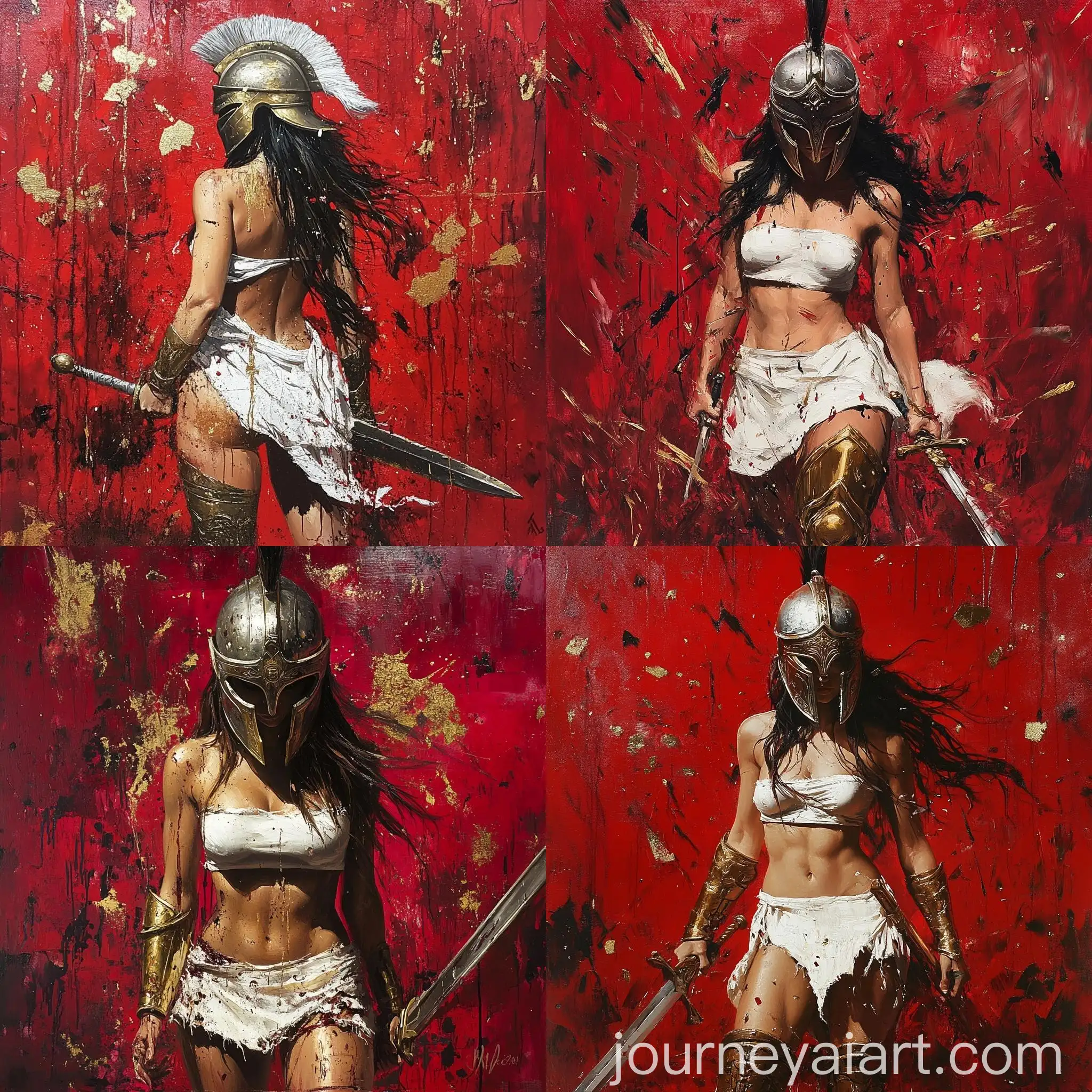 Beautiful-Spartan-Warrior-Woman-with-Sword-in-Abstract-Red-Background
