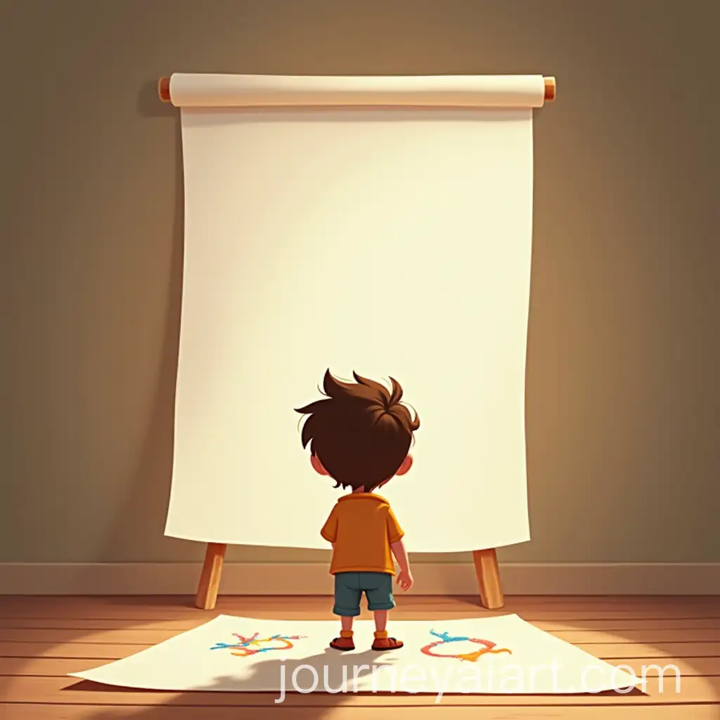 Child-Drawing-Alone-in-Empty-Room-Animated-Style-Artwork