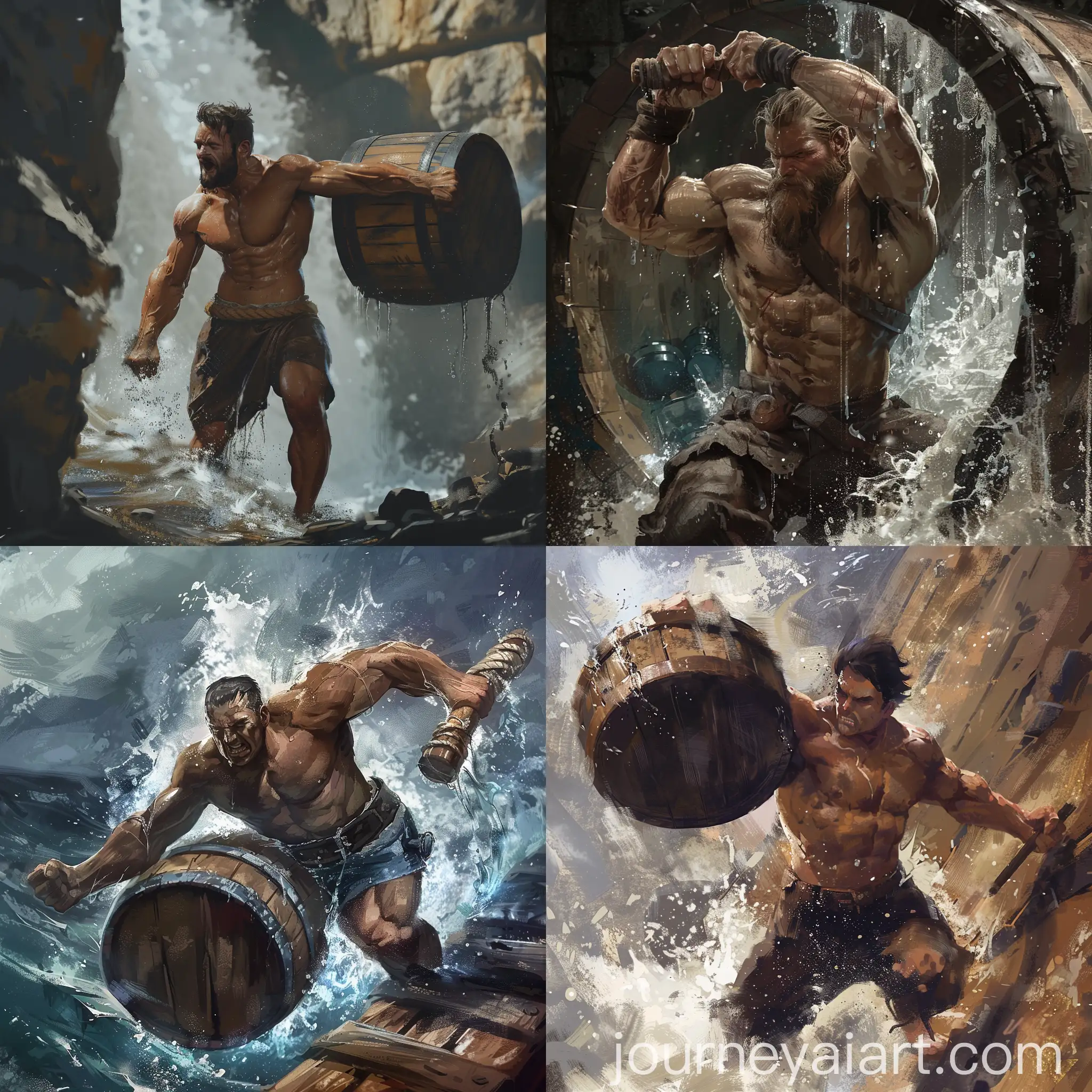 Strong-Man-Pushing-Water-Barrel-Uphill-Muscular-Strength-Concept