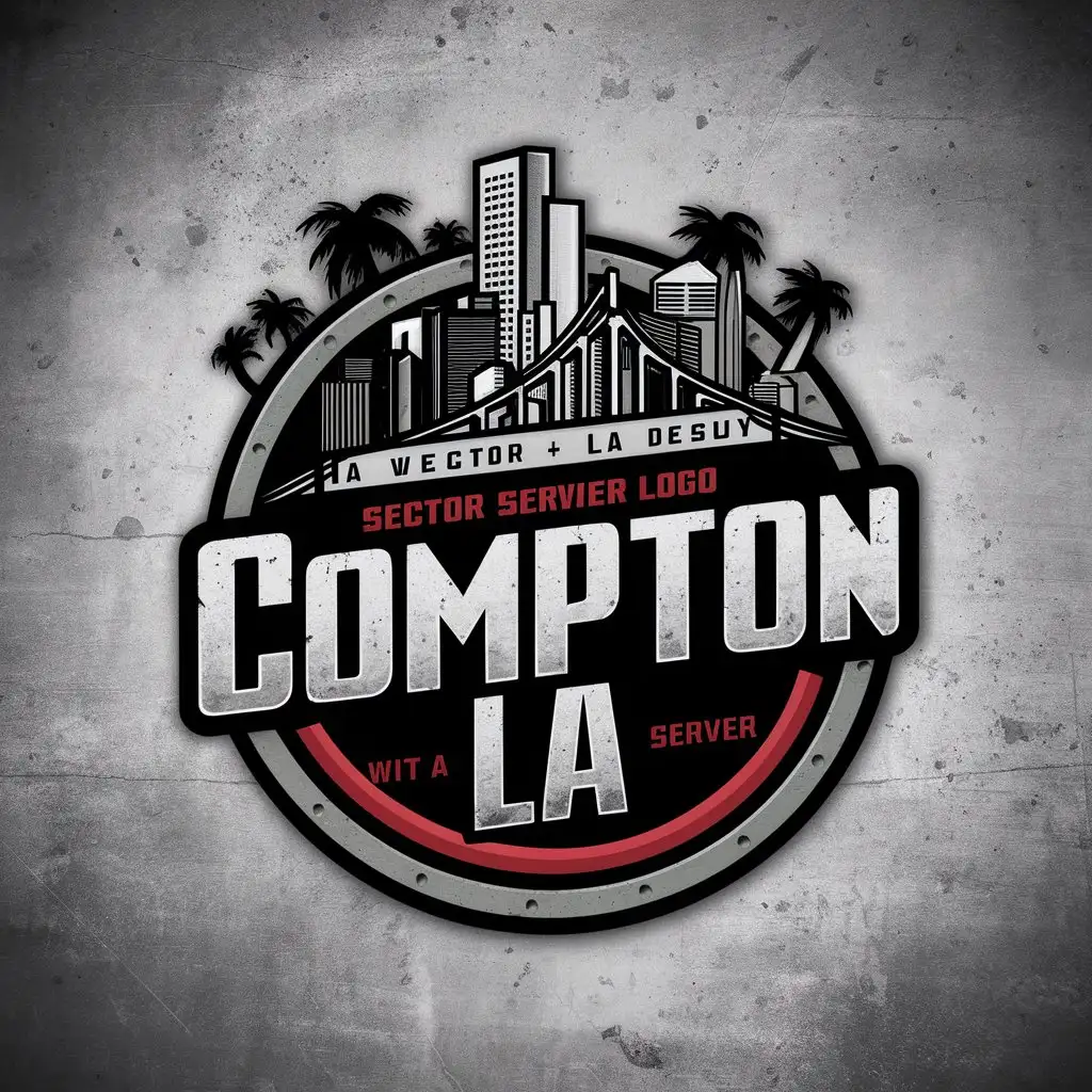 LOGO Design For Compton LA Black White Red LA Themed Vector Logo