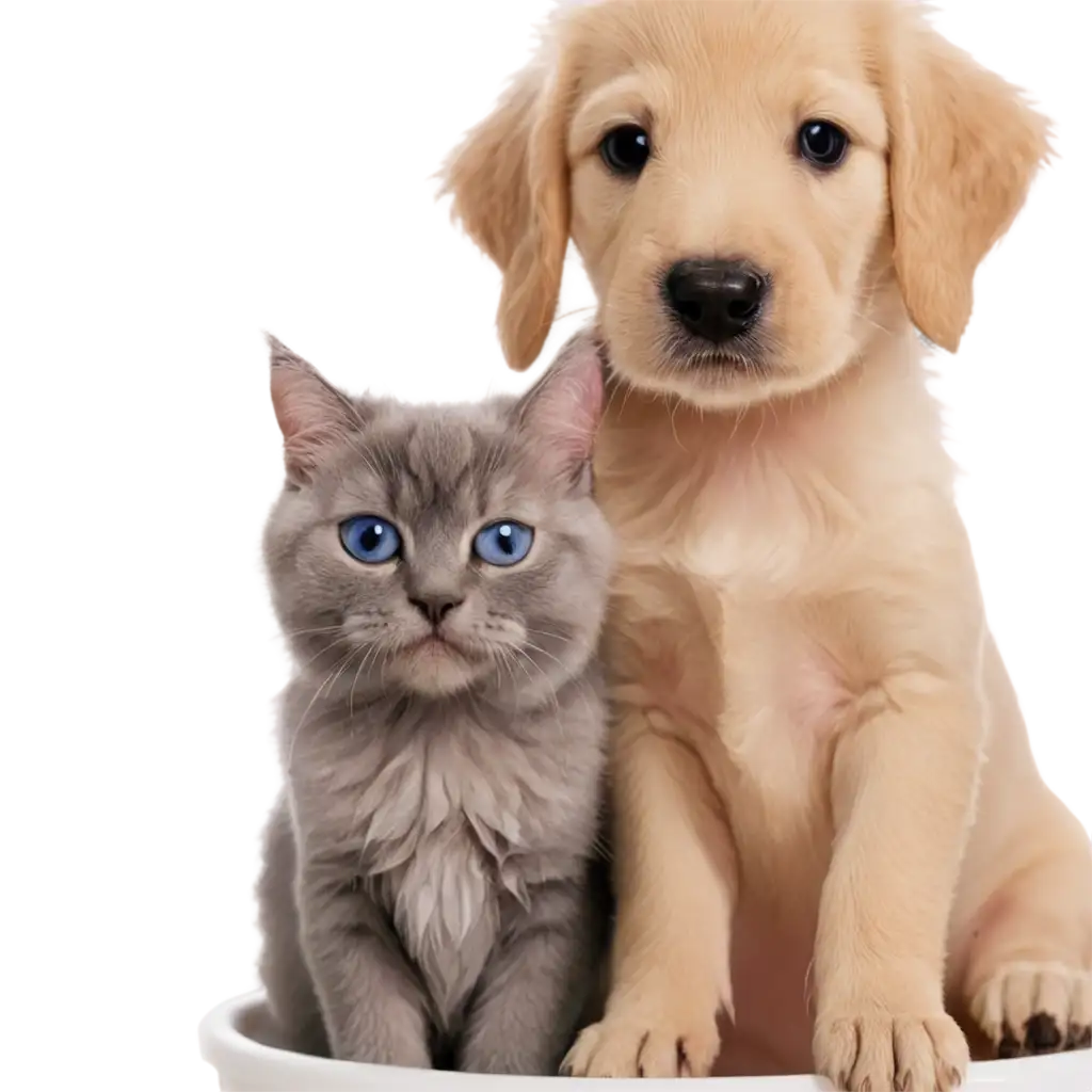 HighQuality-PNG-Image-of-Puppy-and-Happy-Cat-in-Bath-and-Grooming