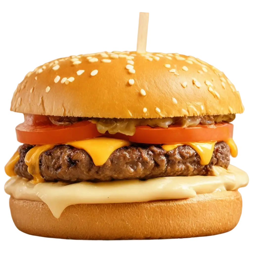 Juicy-Burger-with-Melted-Cheese-PNG-Image-Savory-Delights-in-High-Definition