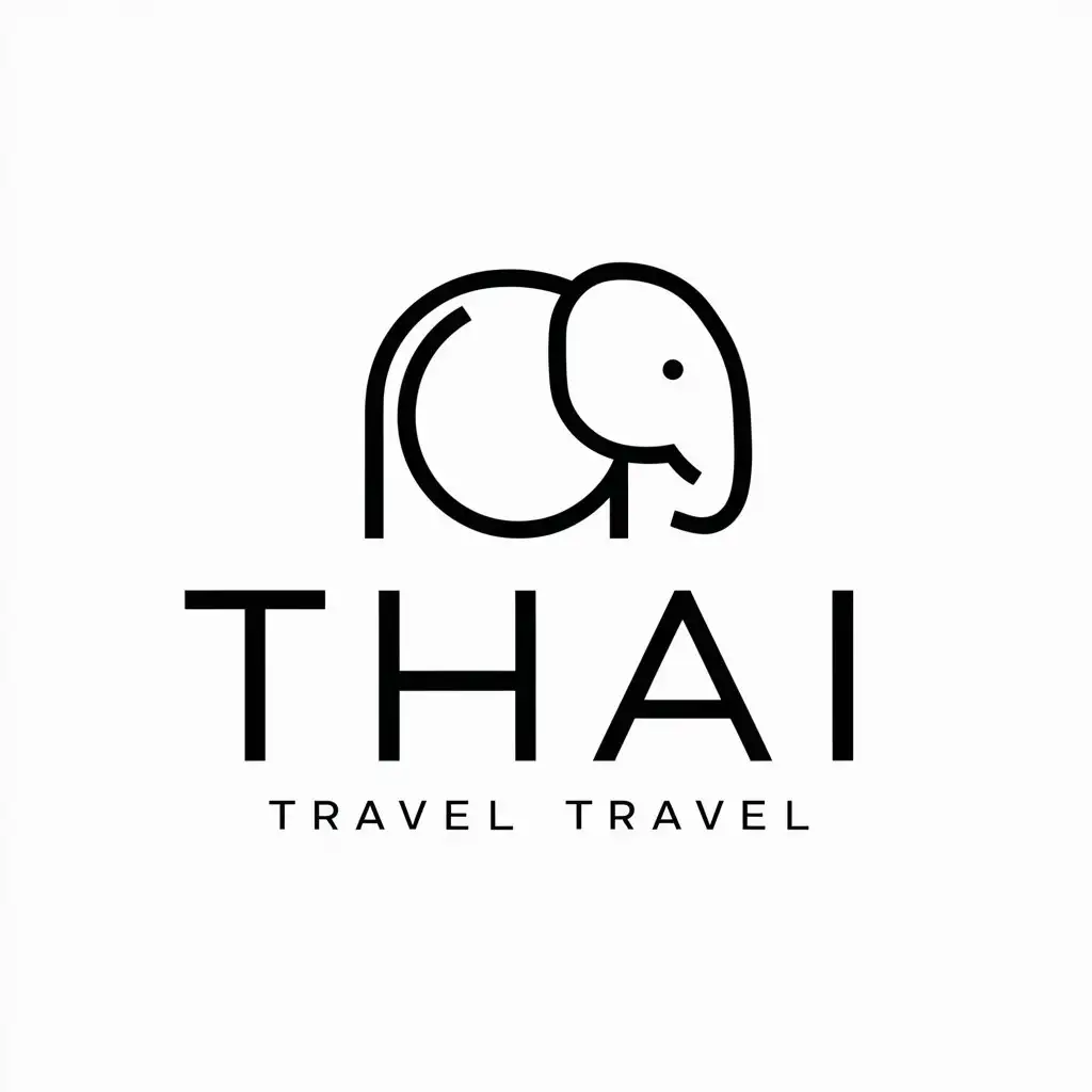 a logo design,with the text "Thai (indicating the language or nationality of Thailand)", main symbol:elephant, C, T,Minimalistic,be used in Travel industry,clear background