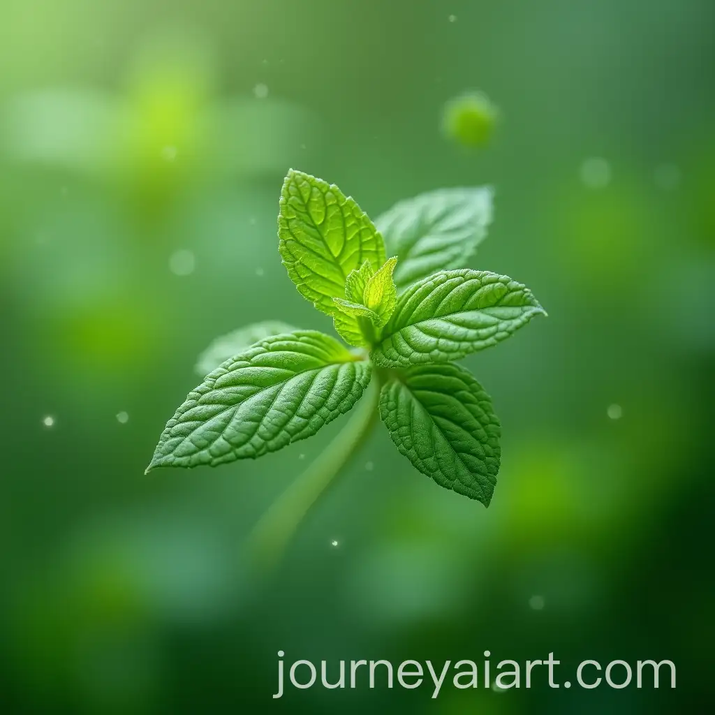 Macro-Shot-of-Fresh-Mint-Leaves-Floating-in-Air