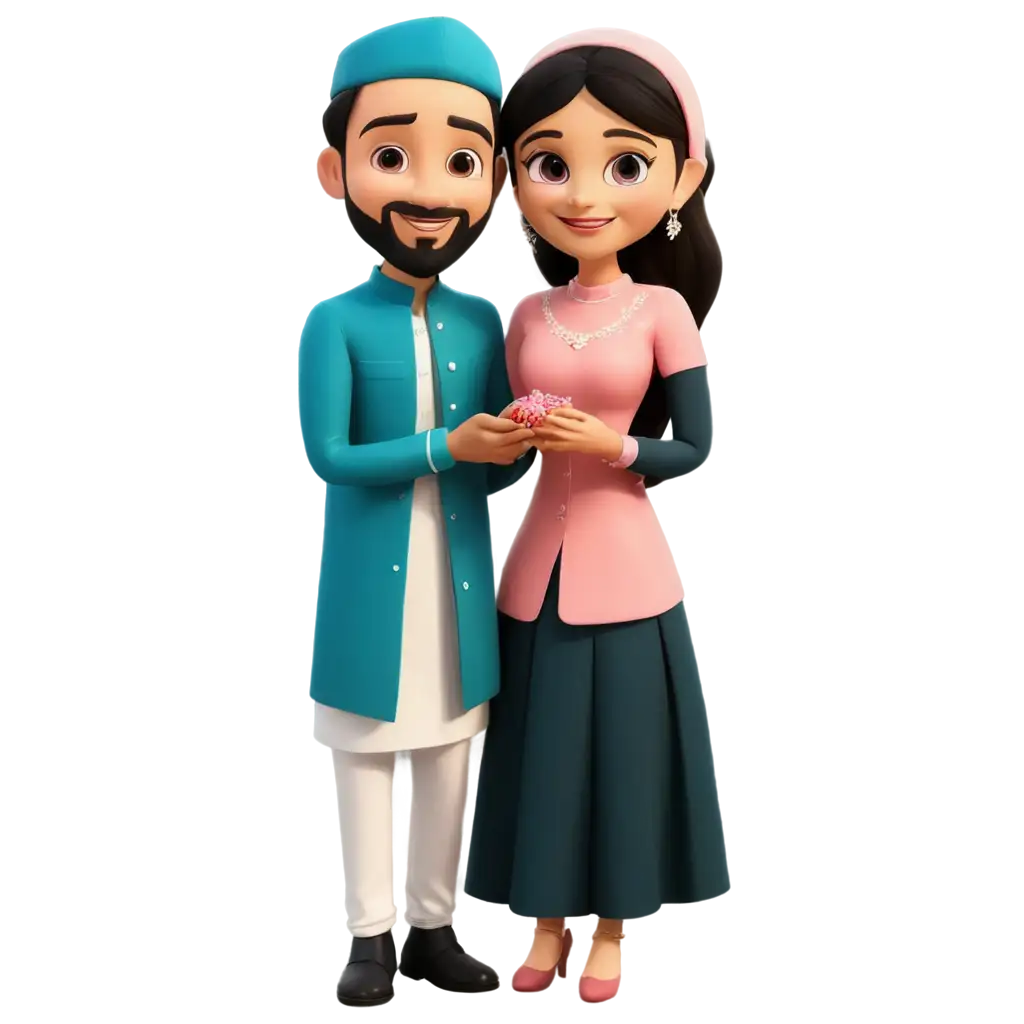 Indian-Muslim-Wedding-Couple-Engagement-Ring-Ceremony-Cartoon-PNG-Image