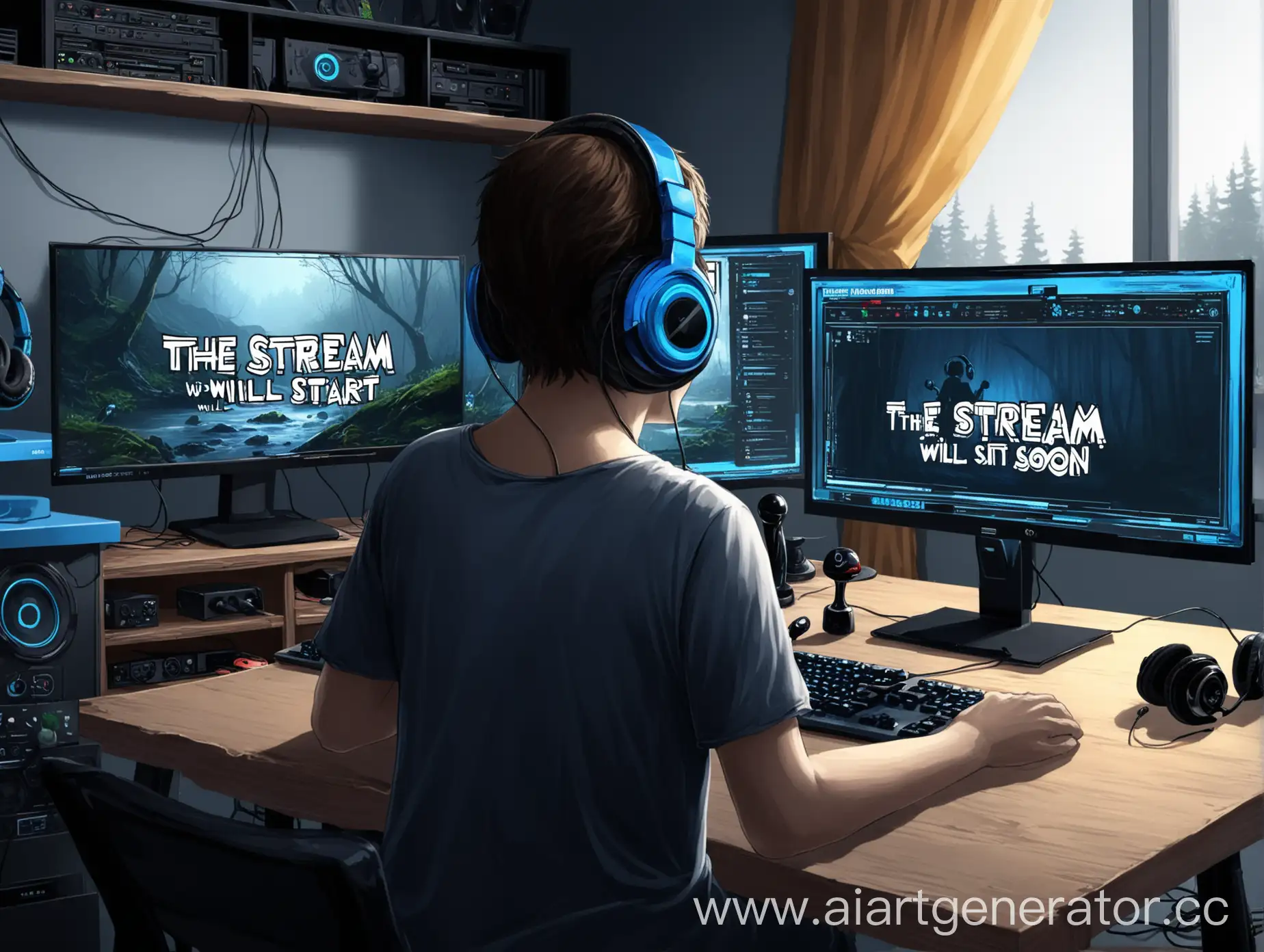 Streamer-Ready-Setup-with-Computer-Joystick-and-Headphones