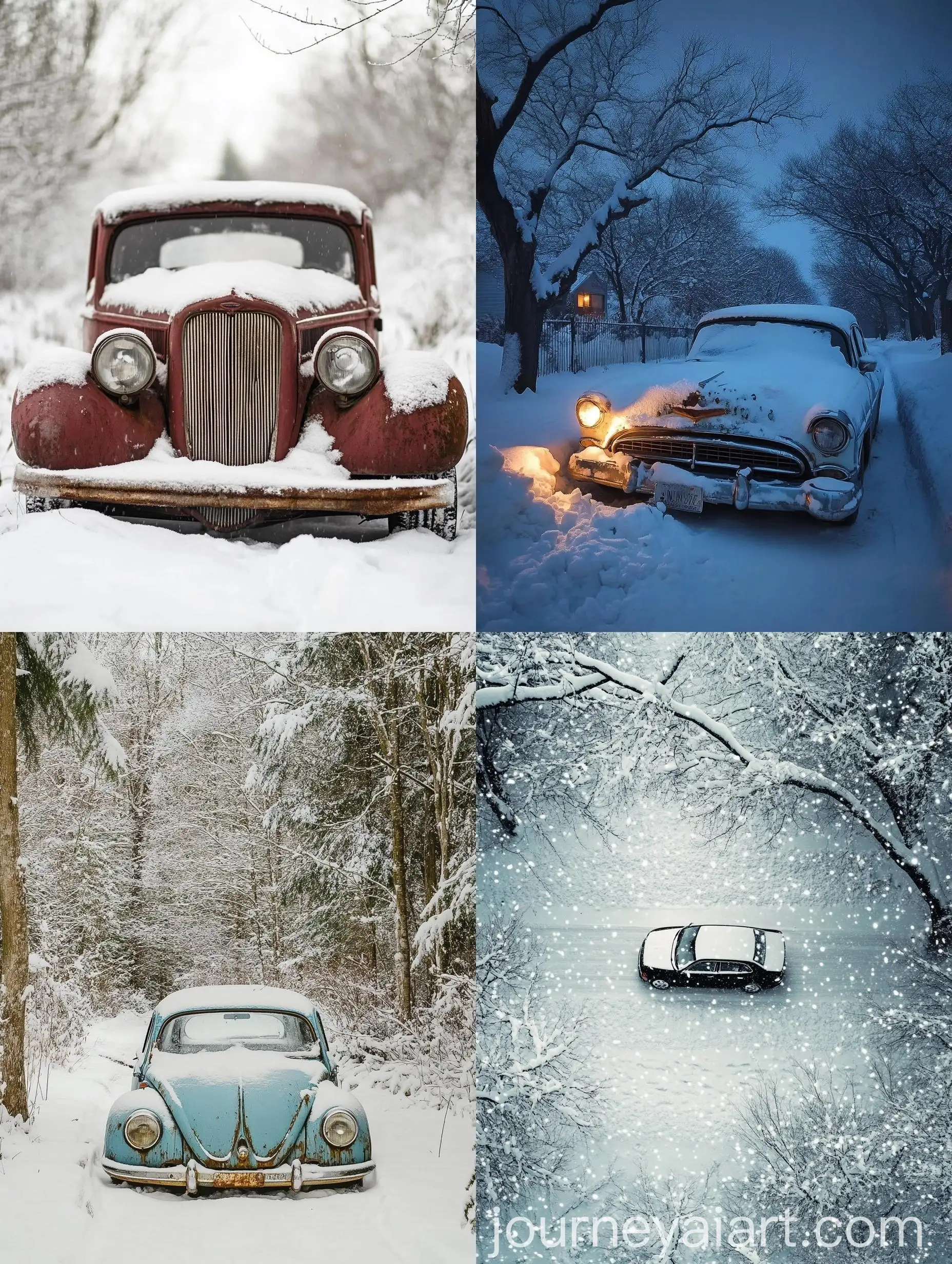Winter-Scene-with-Car-in-Snow