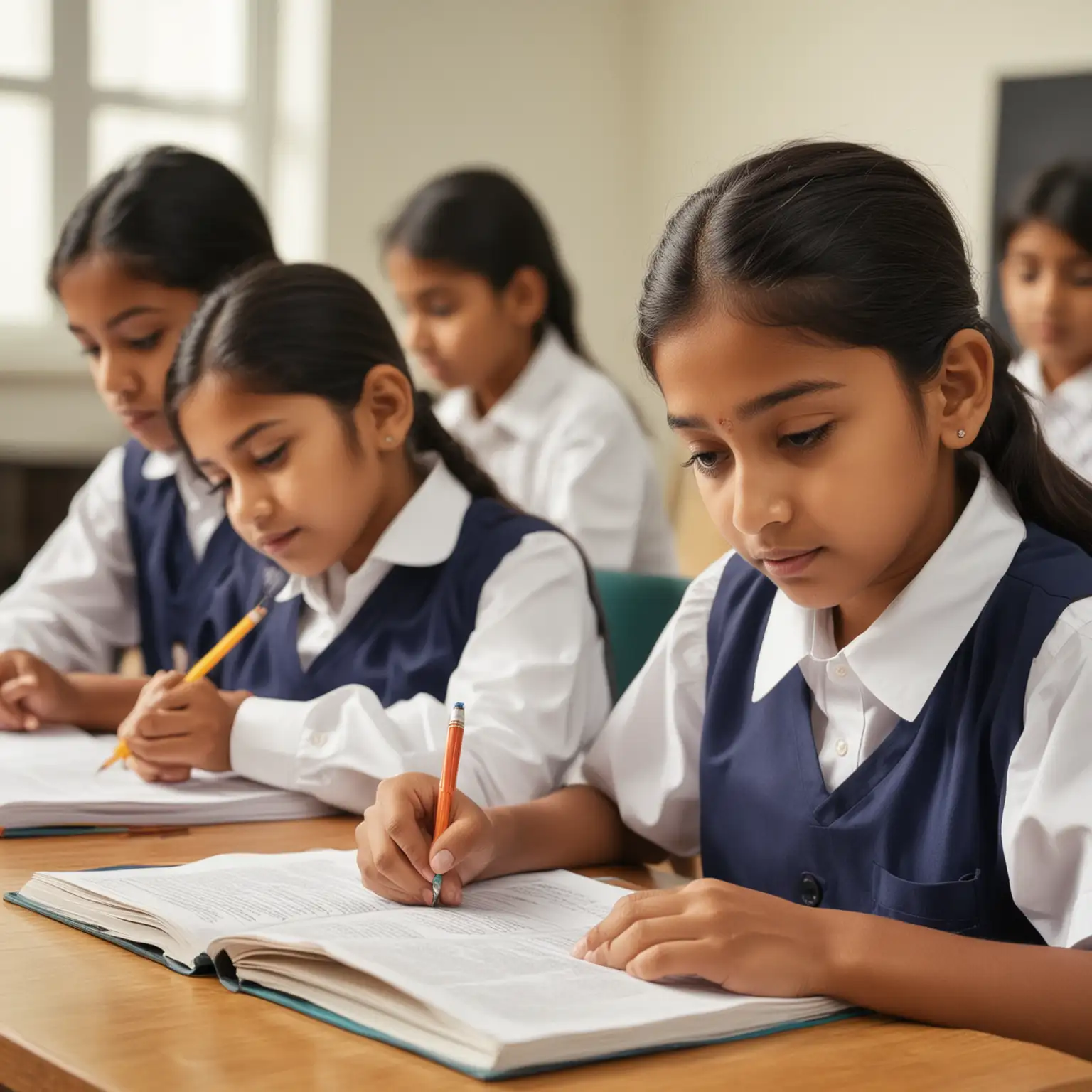 Indian-Elementary-School-Students-Focusing-on-Homework