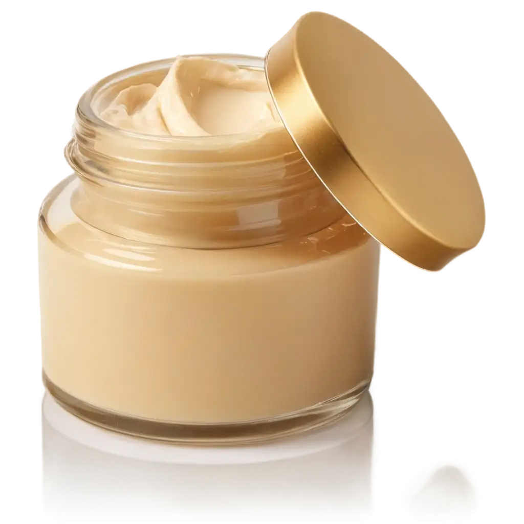 HighQuality-PNG-Image-of-a-Jar-of-Face-Cream-in-Glass-Packaging-with-Open-Lid-on-White-Background
