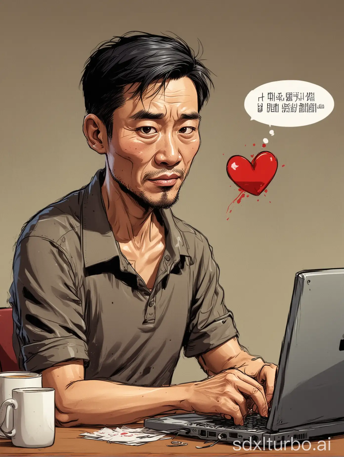 Cartoon-of-a-45YearOld-Chinese-Man-Falling-Victim-to-a-Love-Scammer