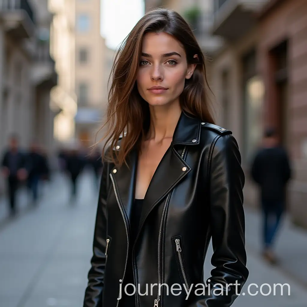 Young-Woman-in-Sleek-Black-Leather-Jacket-with-Silver-Zippers