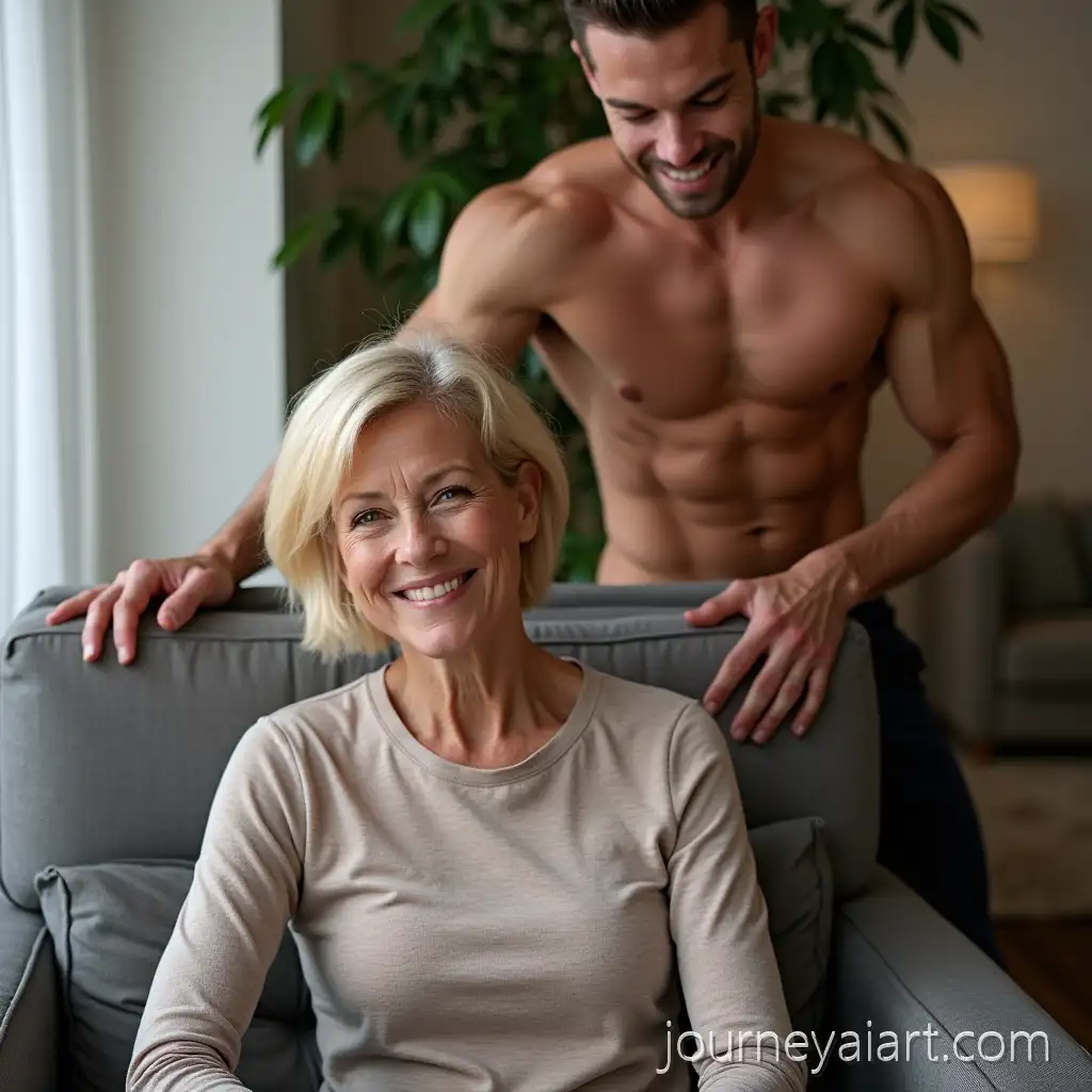 Attractive-Older-Woman-and-Fit-Young-ManCouple-in-Comfortable-Chair-in-Comfortable-Chair-Setting