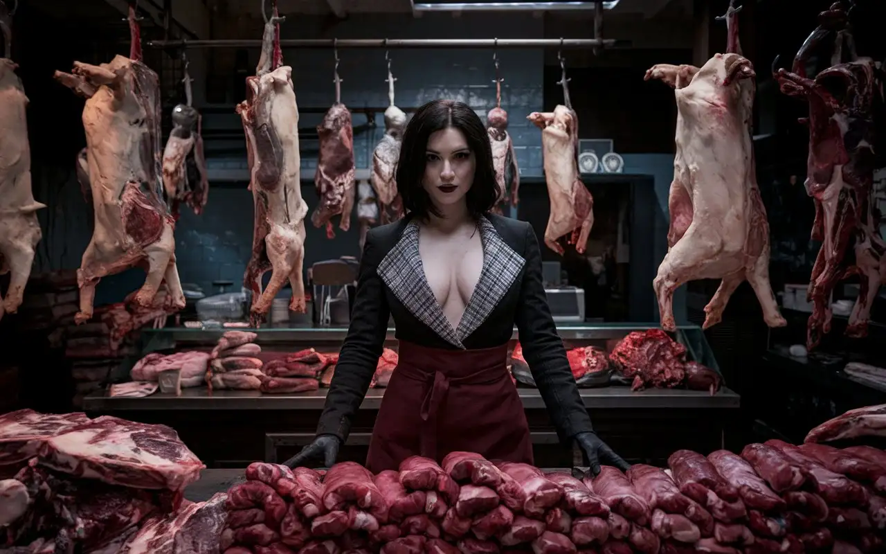 Dark-Fantasy-Meat-Shop-with-Cruel-Beauty-and-Chilling-Atmosphere