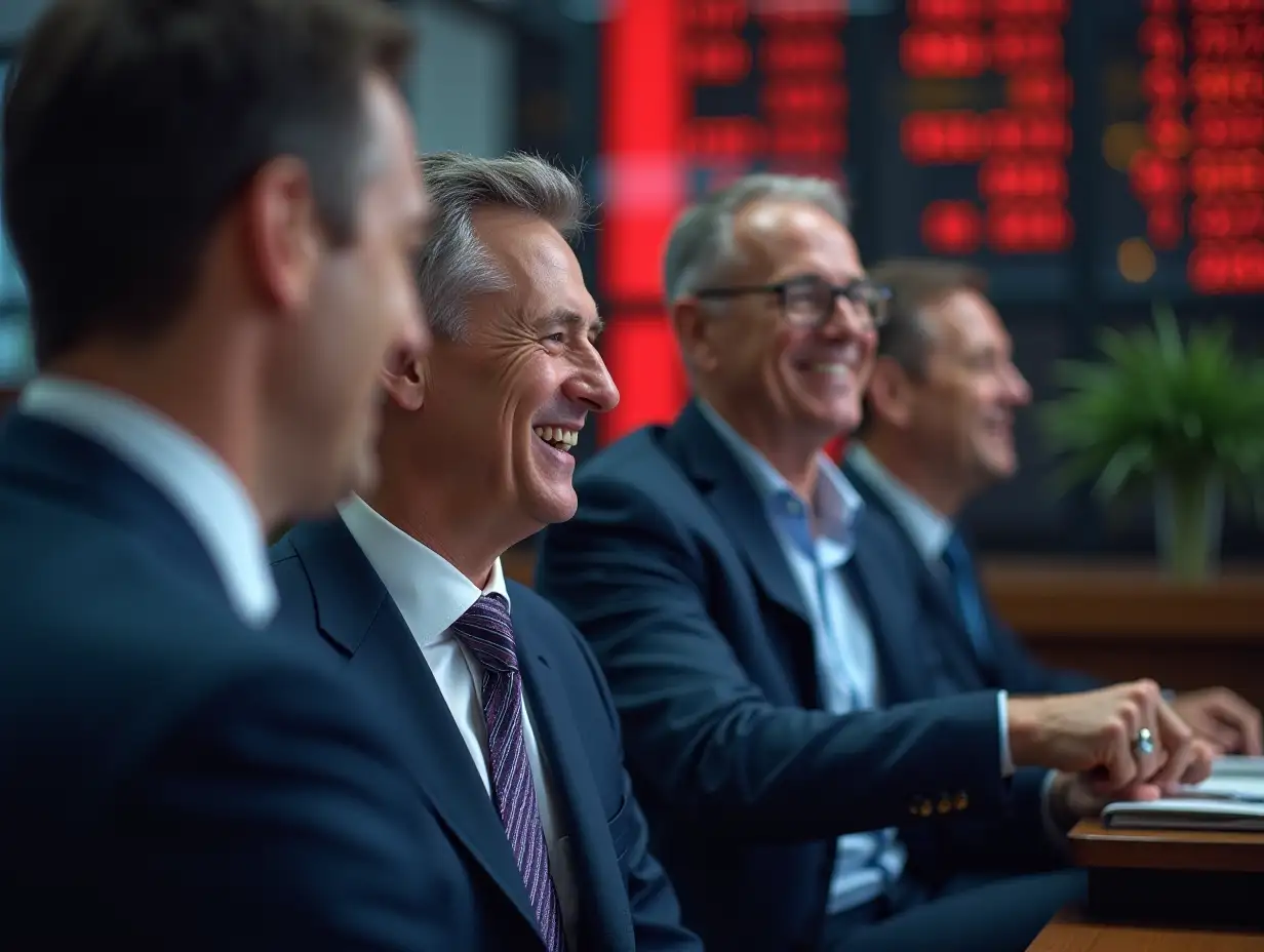 Stock Exchange CEO and Executives Celebrate High Initial Listing Price