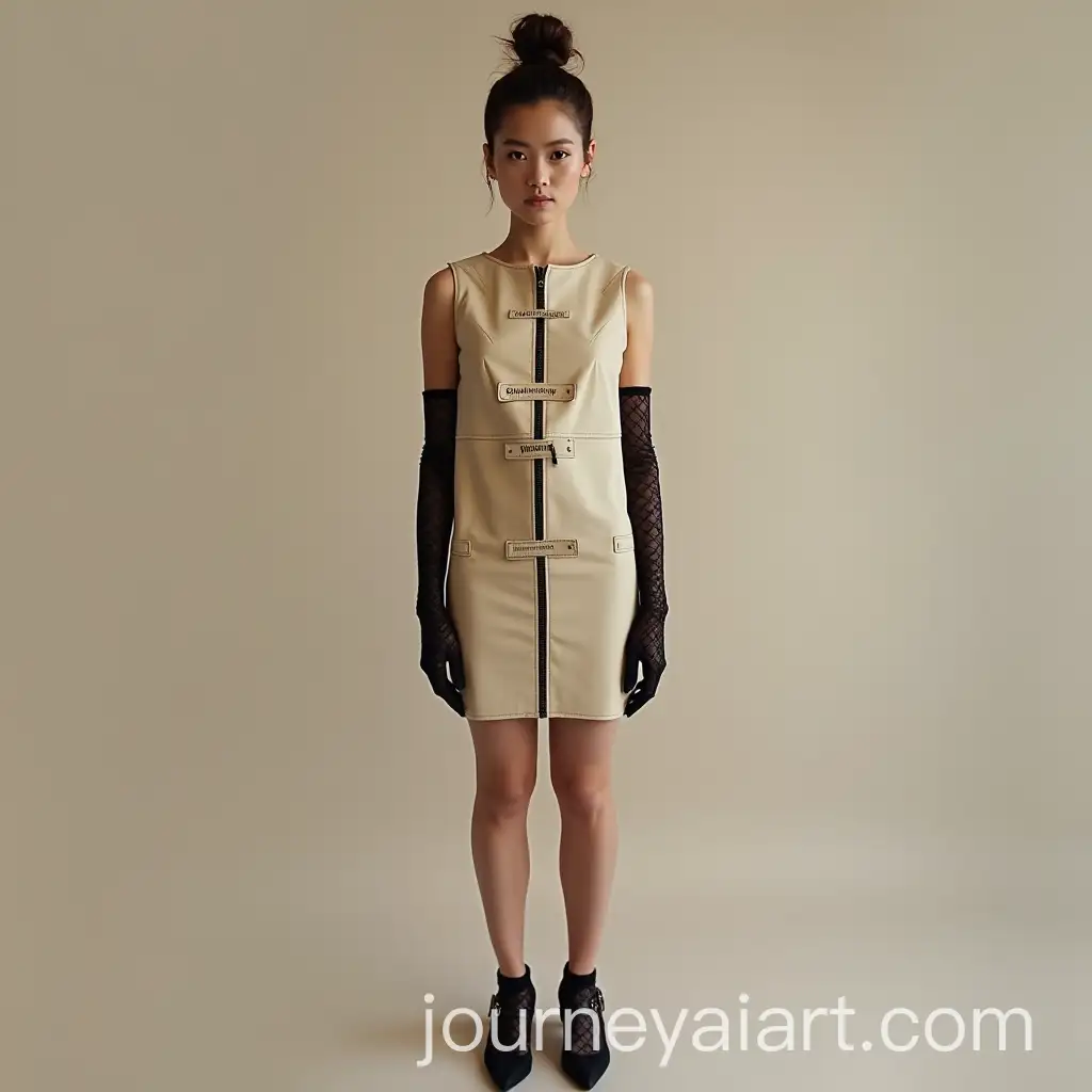 Sleek-Paper-Bag-PrincessInspired-Dress-with-Writing-and-Black-Details