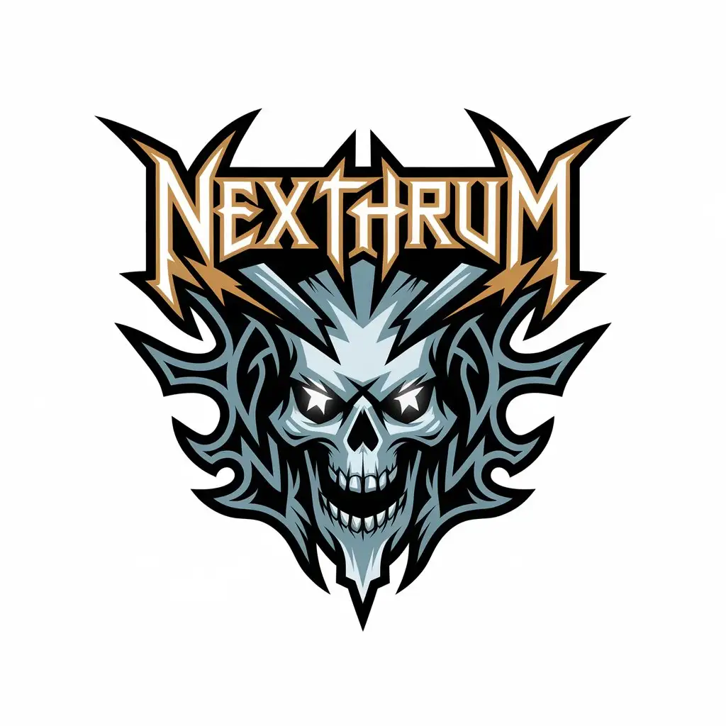 LOGO Design for NexThrum Bold Skull Symbol for Entertainment Industry