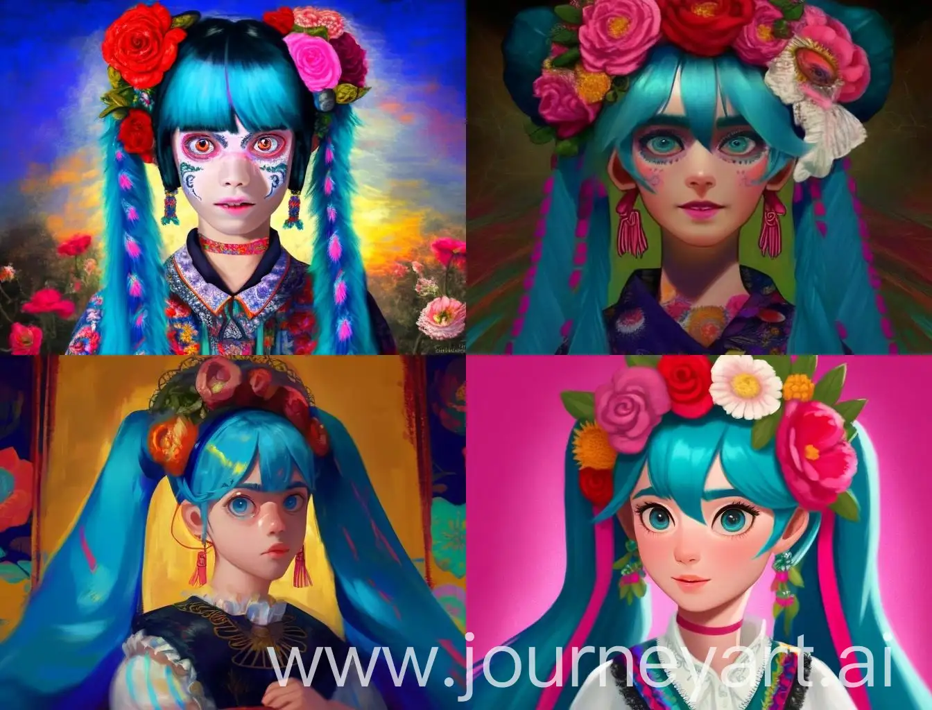 Hatsune-Miku-Painting-in-the-Style-of-Frida-Kahlo