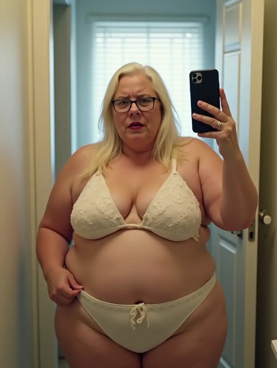 FullBody-Mirror-Selfie-of-Obese-70YearOld-Woman-in-Lace-Bikini-Underwear