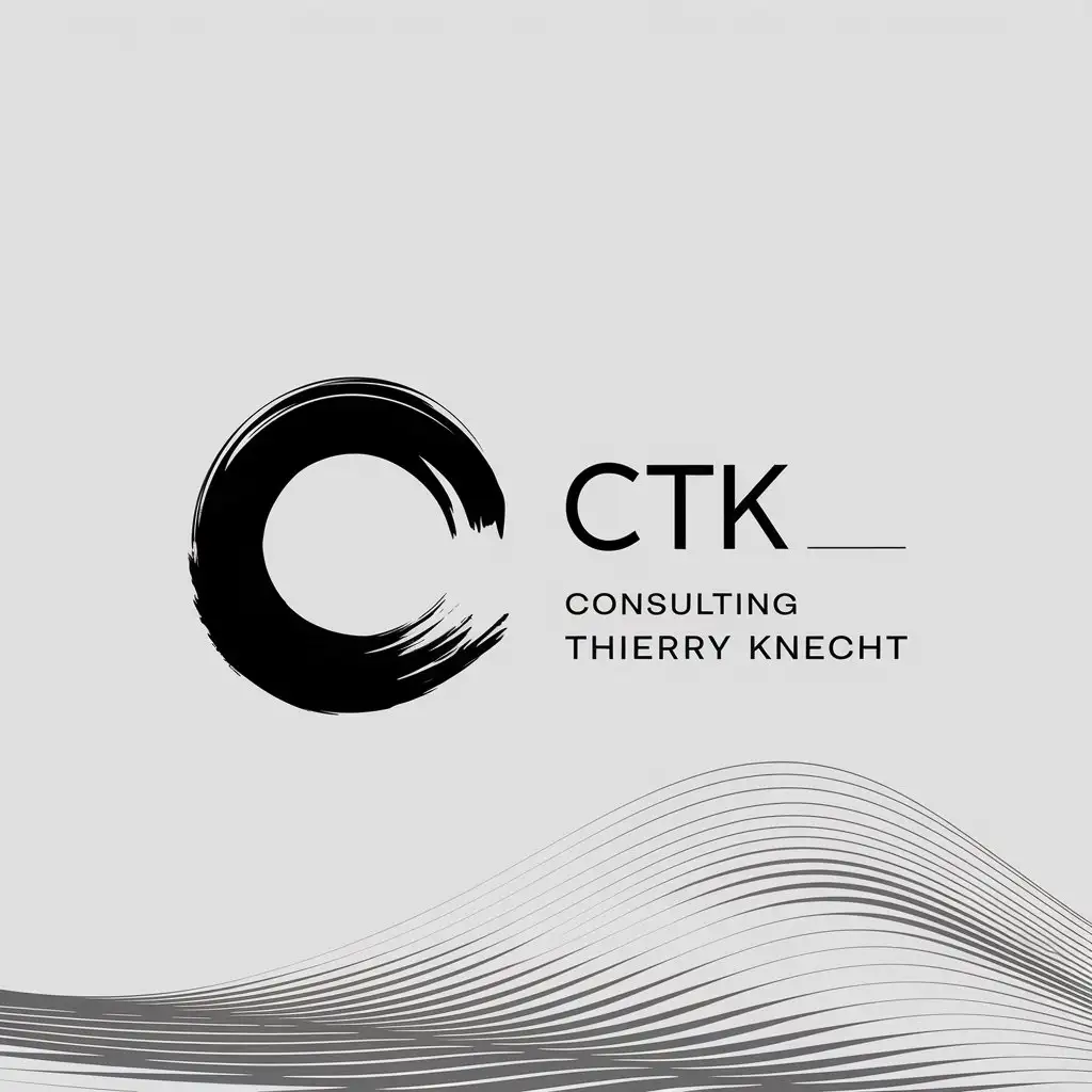 LOGO Design For CTK Consulting Thierry Knecht Modern and Minimalistic BrushPainted Half Circle Design