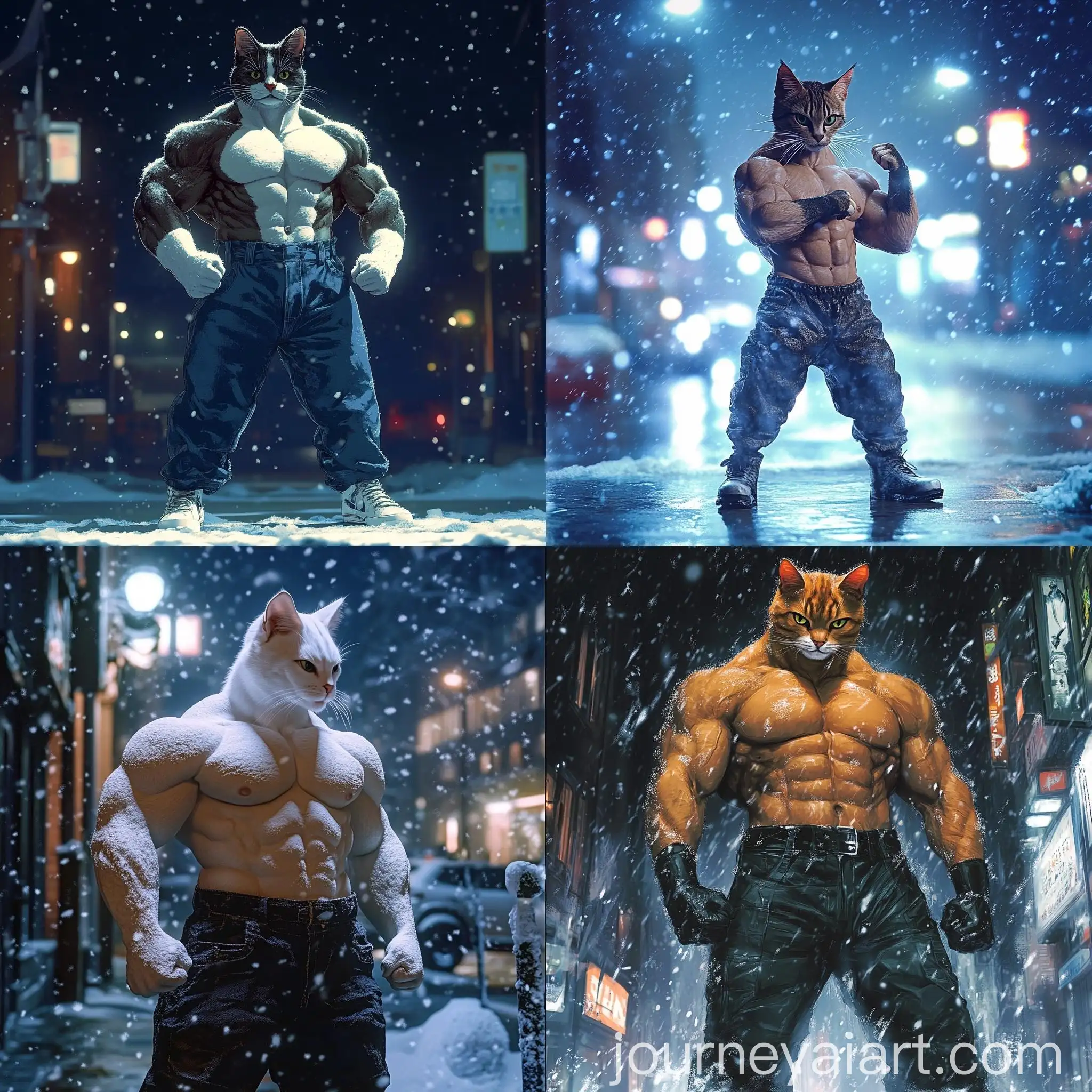 PS1-Style-Cat-Bodybuilder-in-Snowy-Night-Scene