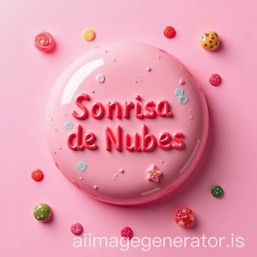 Large-Pink-Candy-with-Company-Name-Sonrisa-de-Nubes-and-Colorful-Candies-Surrounding