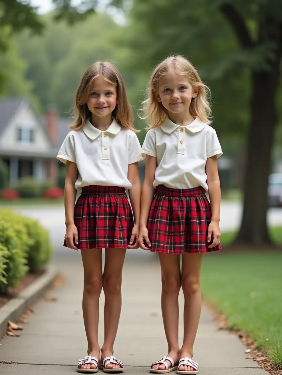 Two-Girls-in-Plaid-Skirts-Waiting-for-the-Bus-on-a-Driveway